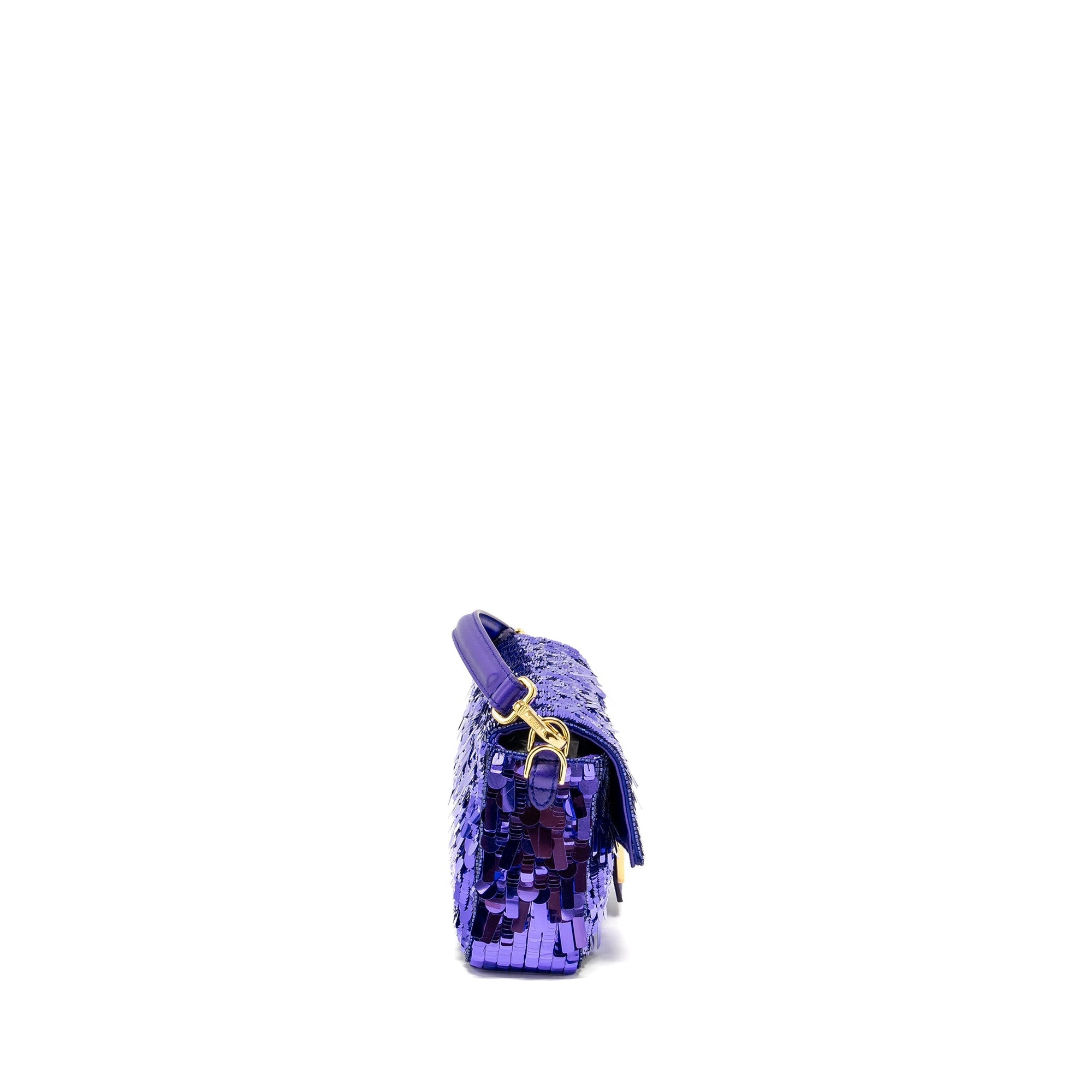 FNDI Baguette Bag Limited Edition Sequin/Leather Purple GHW
