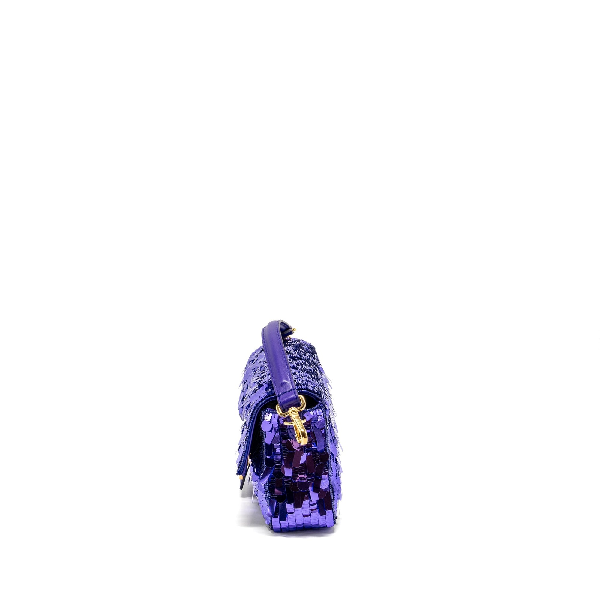 FNDI Baguette Bag Limited Edition Sequin/Leather Purple GHW