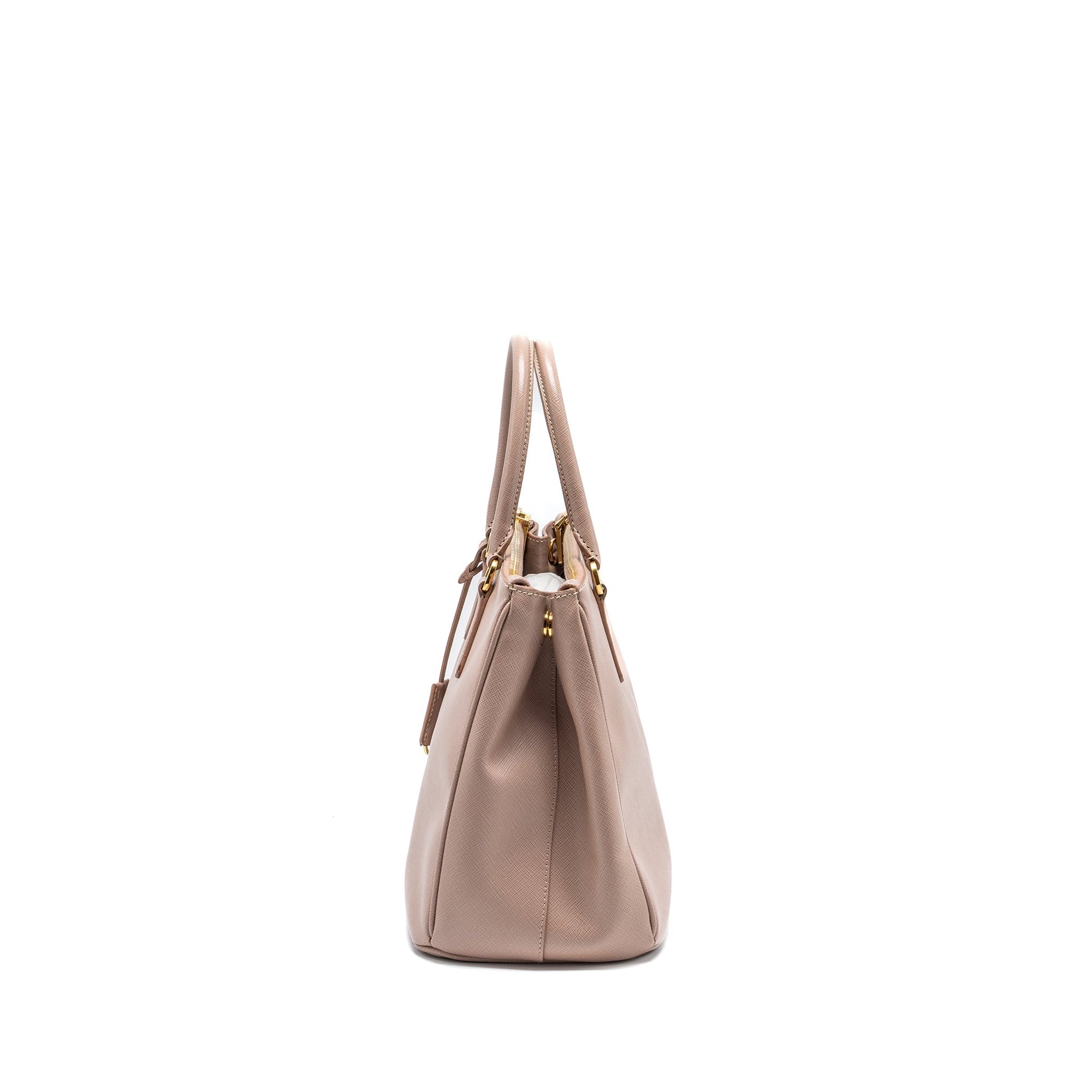 PRD FUOCO SAFFIANO LUX LEATHER MEDIUM DOUBLE ZIP TOTE LIGHT PINK GHW