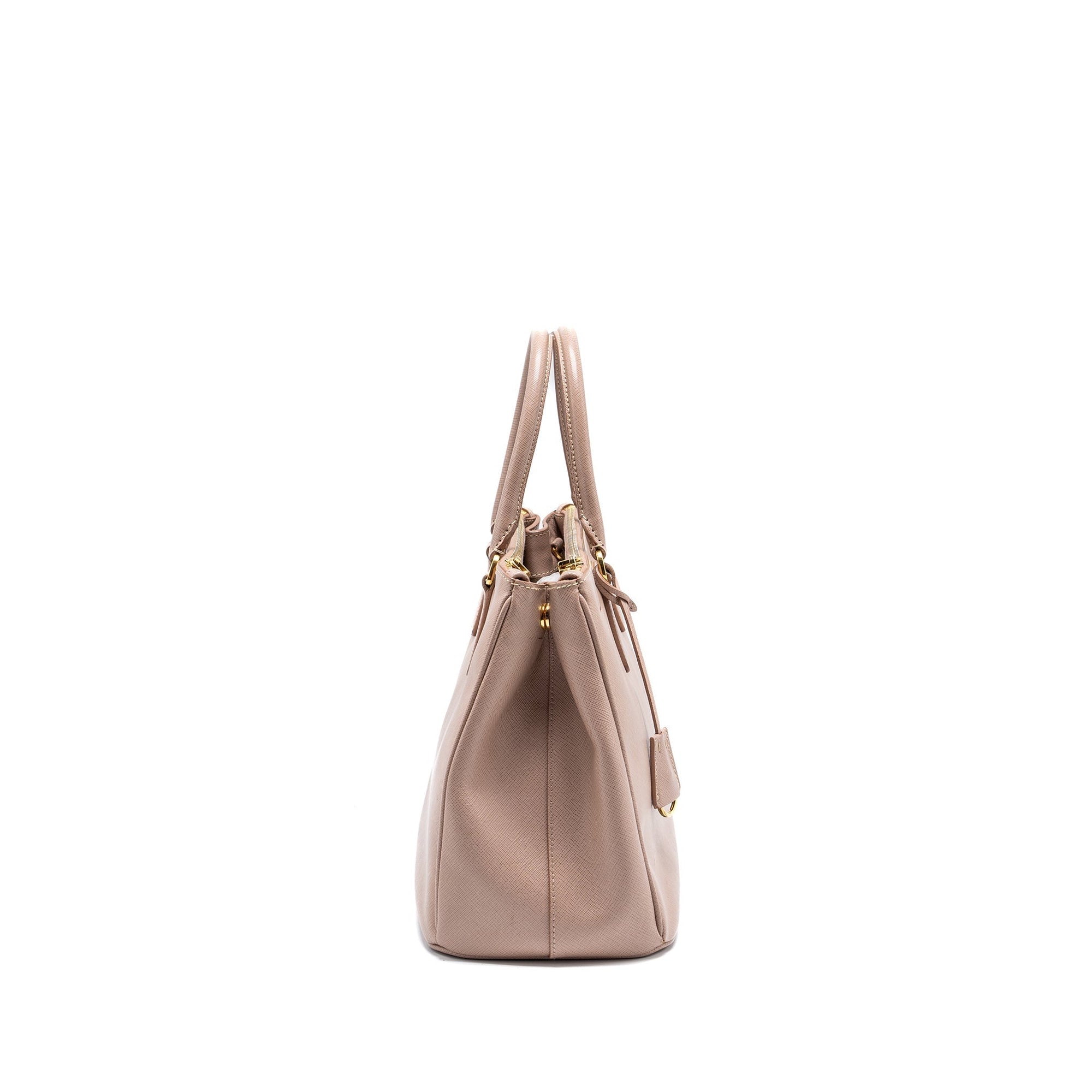 PRD FUOCO SAFFIANO LUX LEATHER MEDIUM DOUBLE ZIP TOTE LIGHT PINK GHW