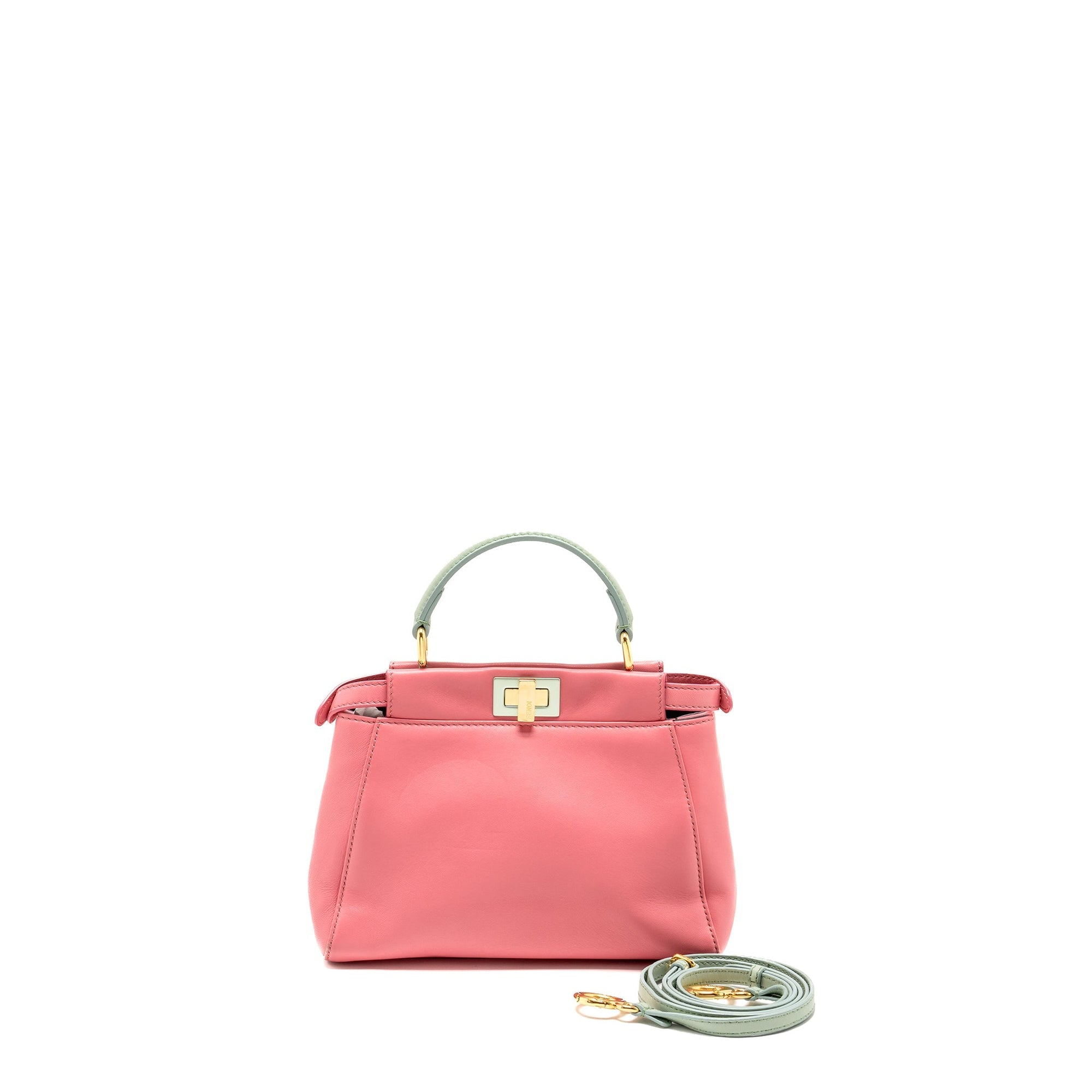 FNDI Colourblock Mini Peekaboo Nappa Leather Rosa Fluo/Oxigen Slate GHW