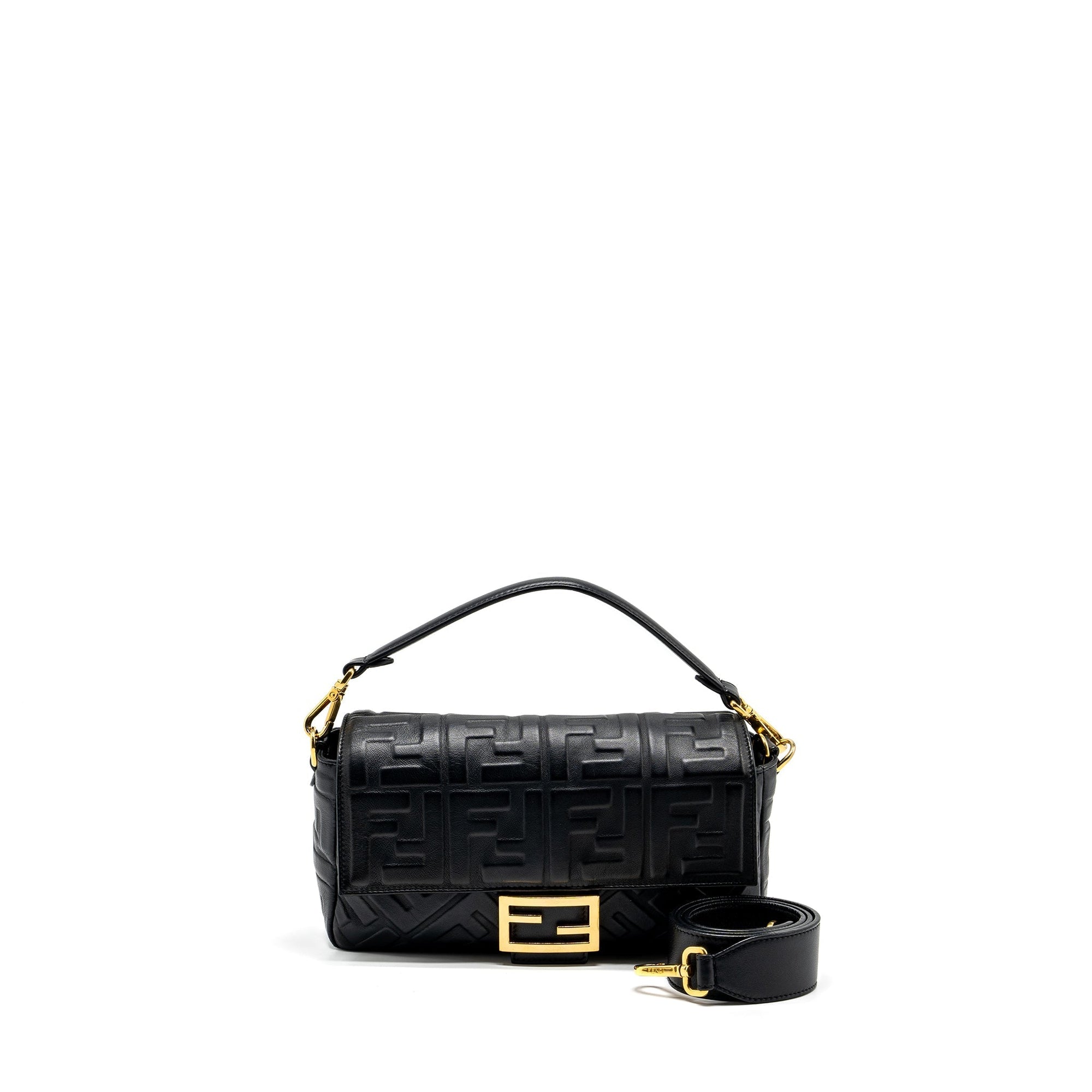 FNDI Baguette Bag with FF Motif Nappa Black GHW