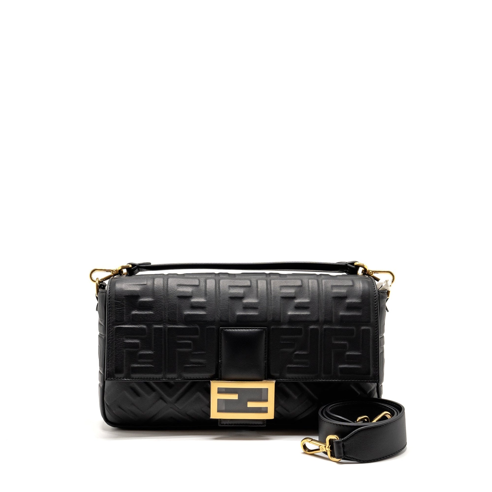 FNDI Large Baguette Bag Nappa Black GHW