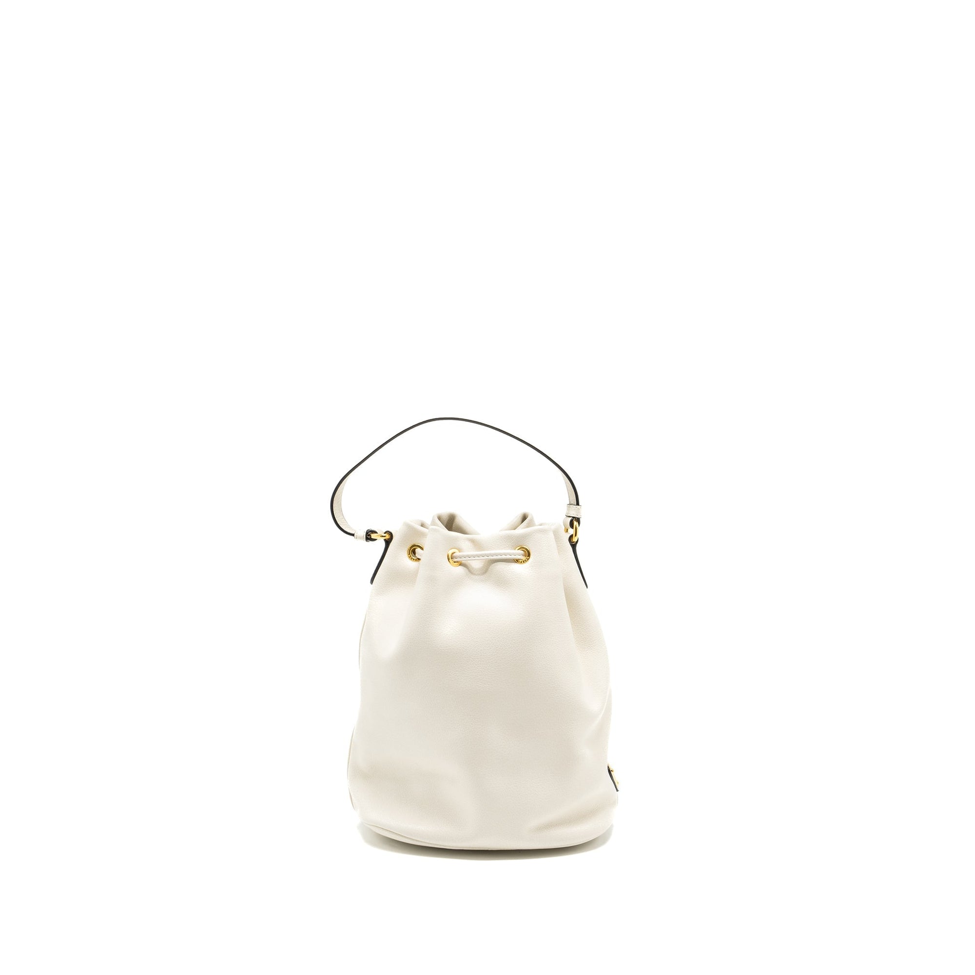 PRD Drawstring Bucket Bag Calfskin White GHW