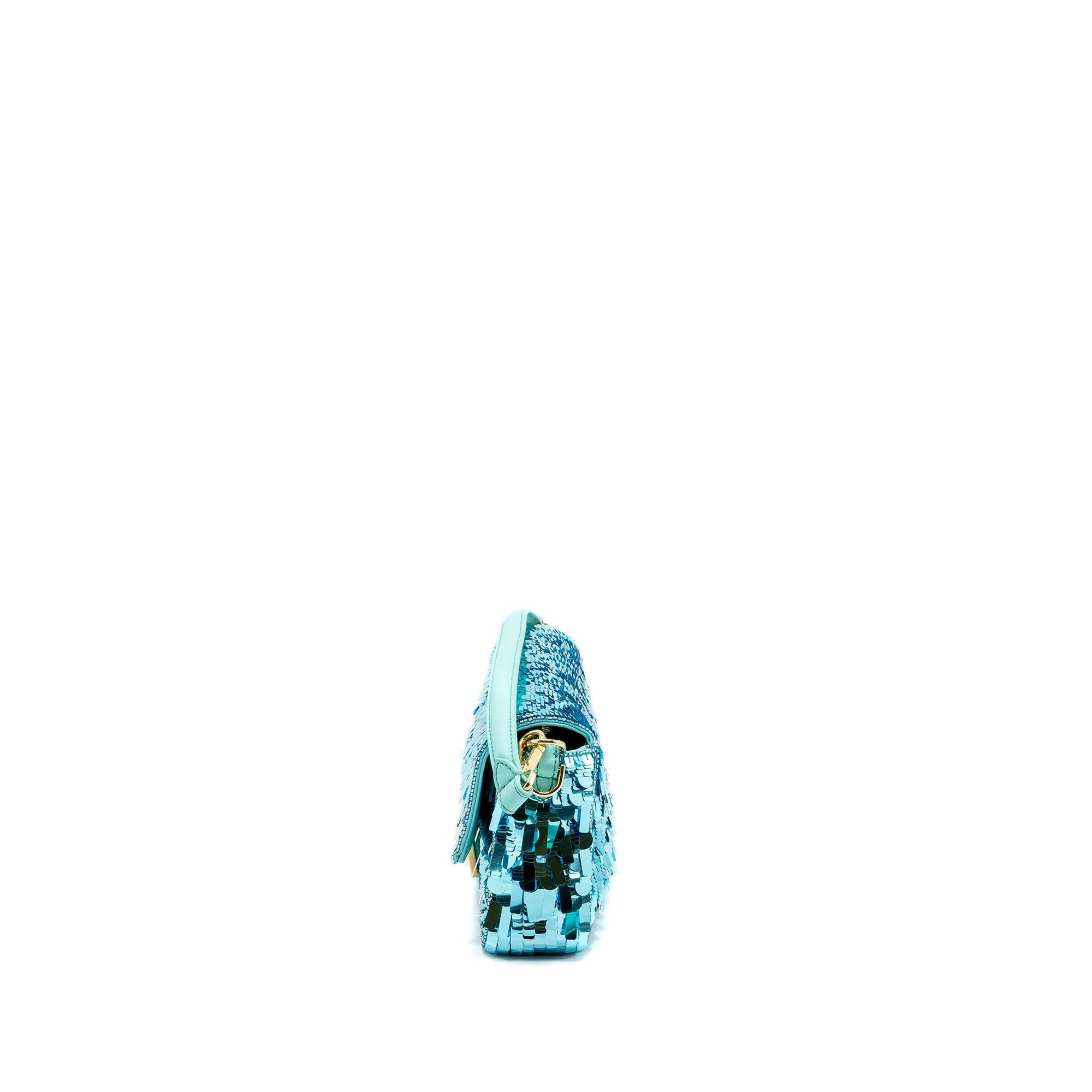 FNDI baguette bag sequin / leather blue GHW