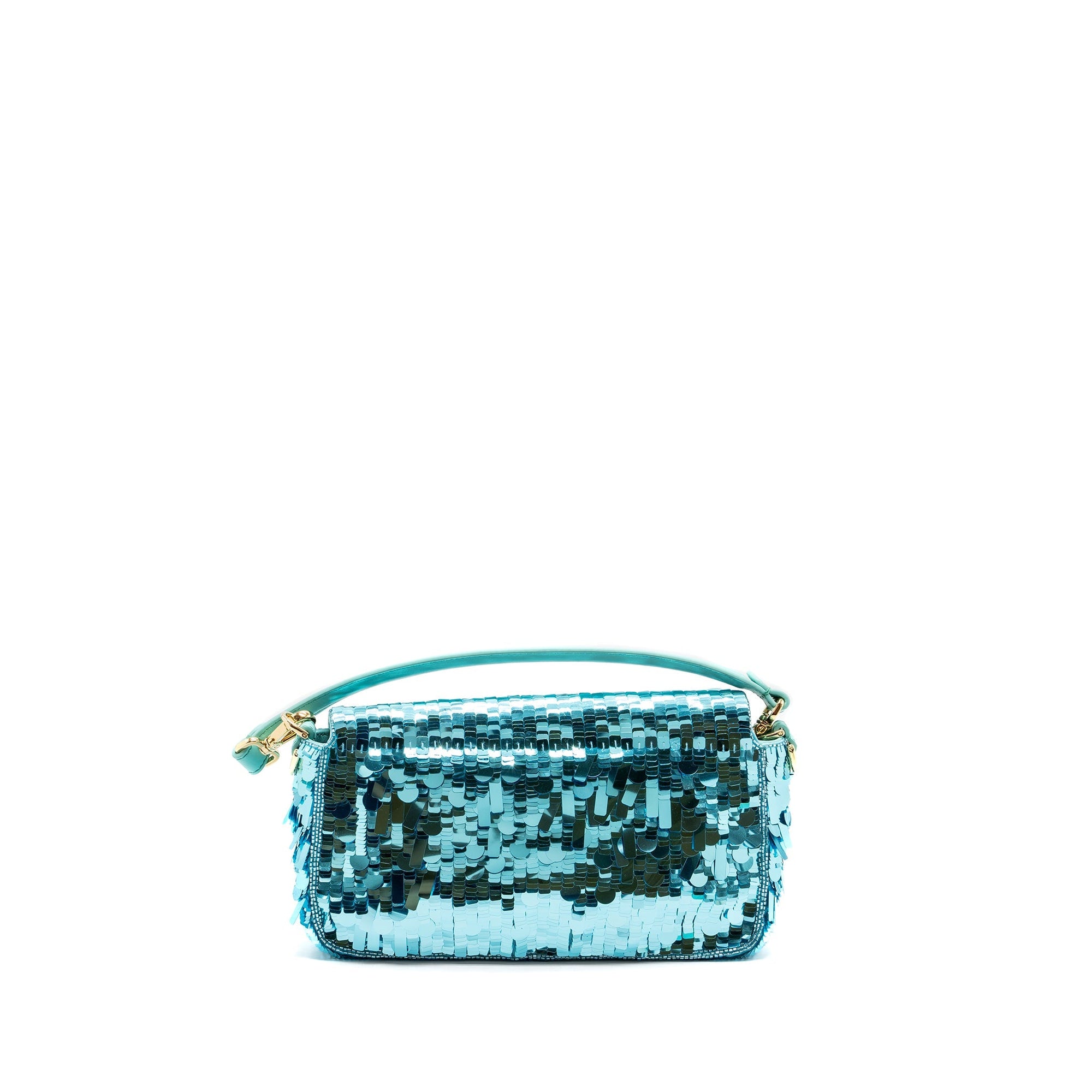 FNDI baguette bag sequin / leather blue GHW
