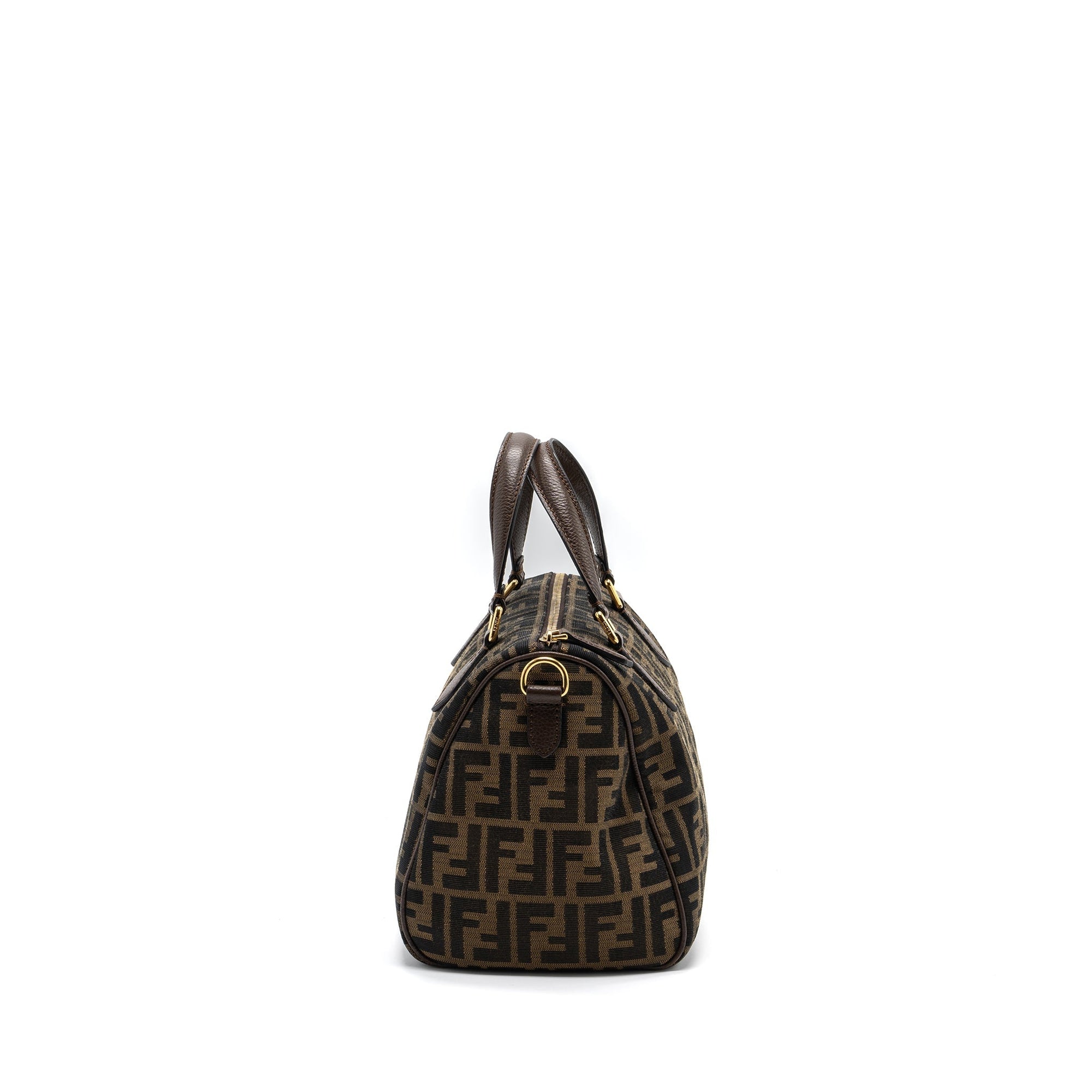 FNDI Boston Bag FF Jacquard Fabric Brown GHW