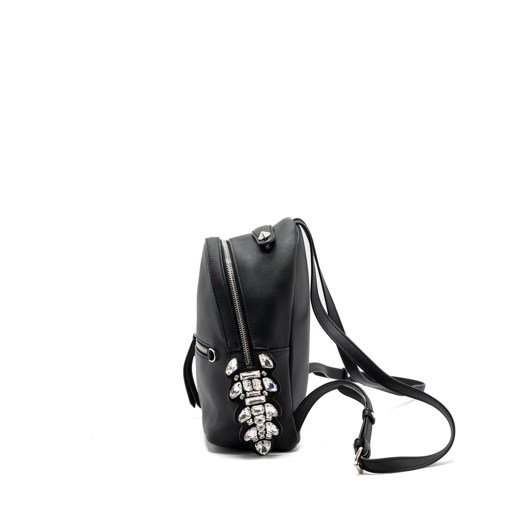 FNDI By The Way Backpack Leather Crystal Black SHW