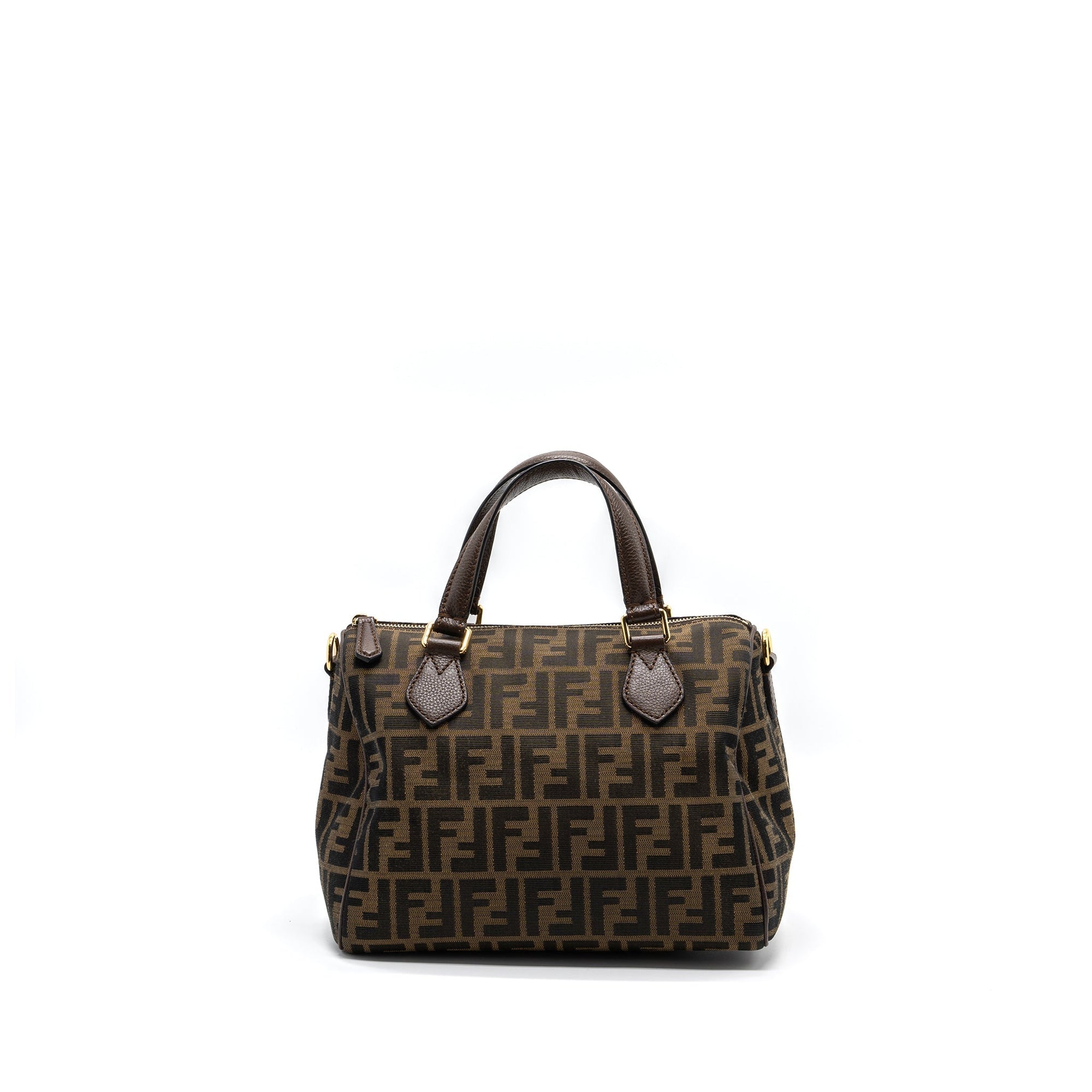 FNDI Boston Bag FF Jacquard Fabric Brown GHW