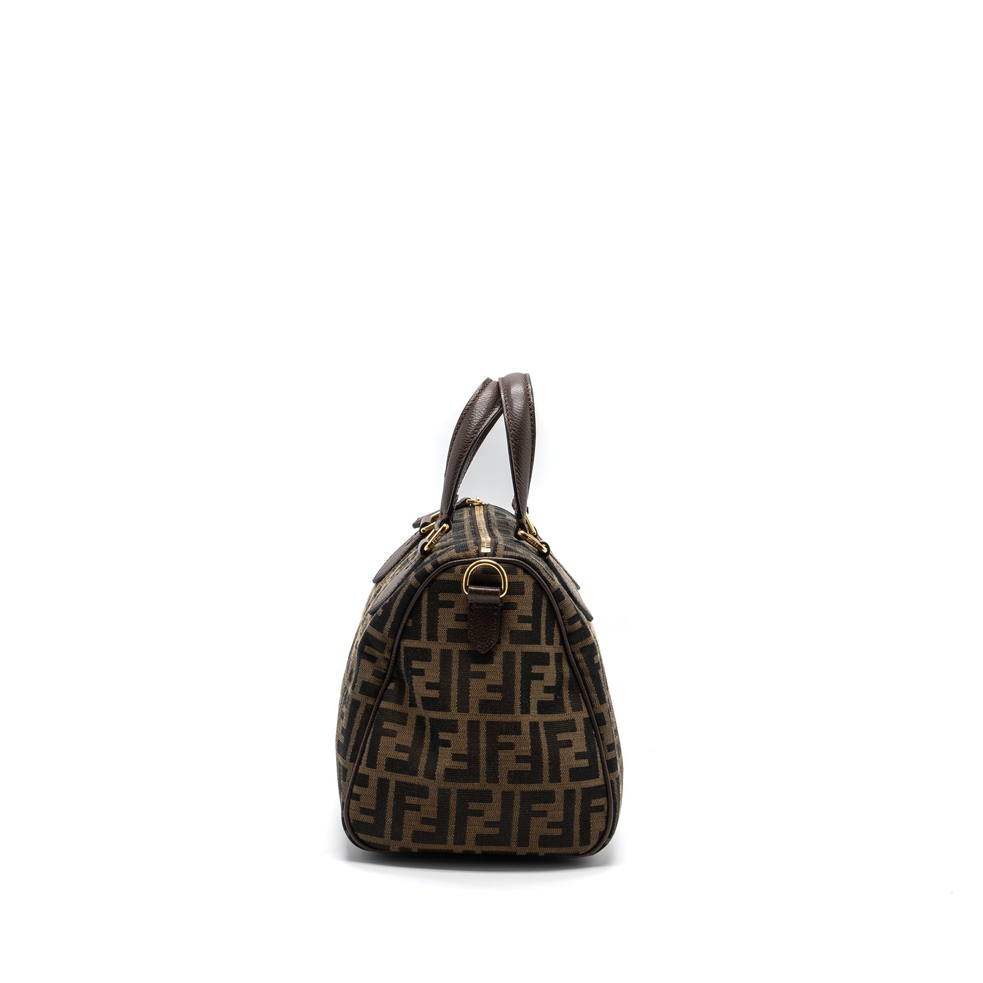 FNDI Boston Bag FF Jacquard Fabric Brown GHW