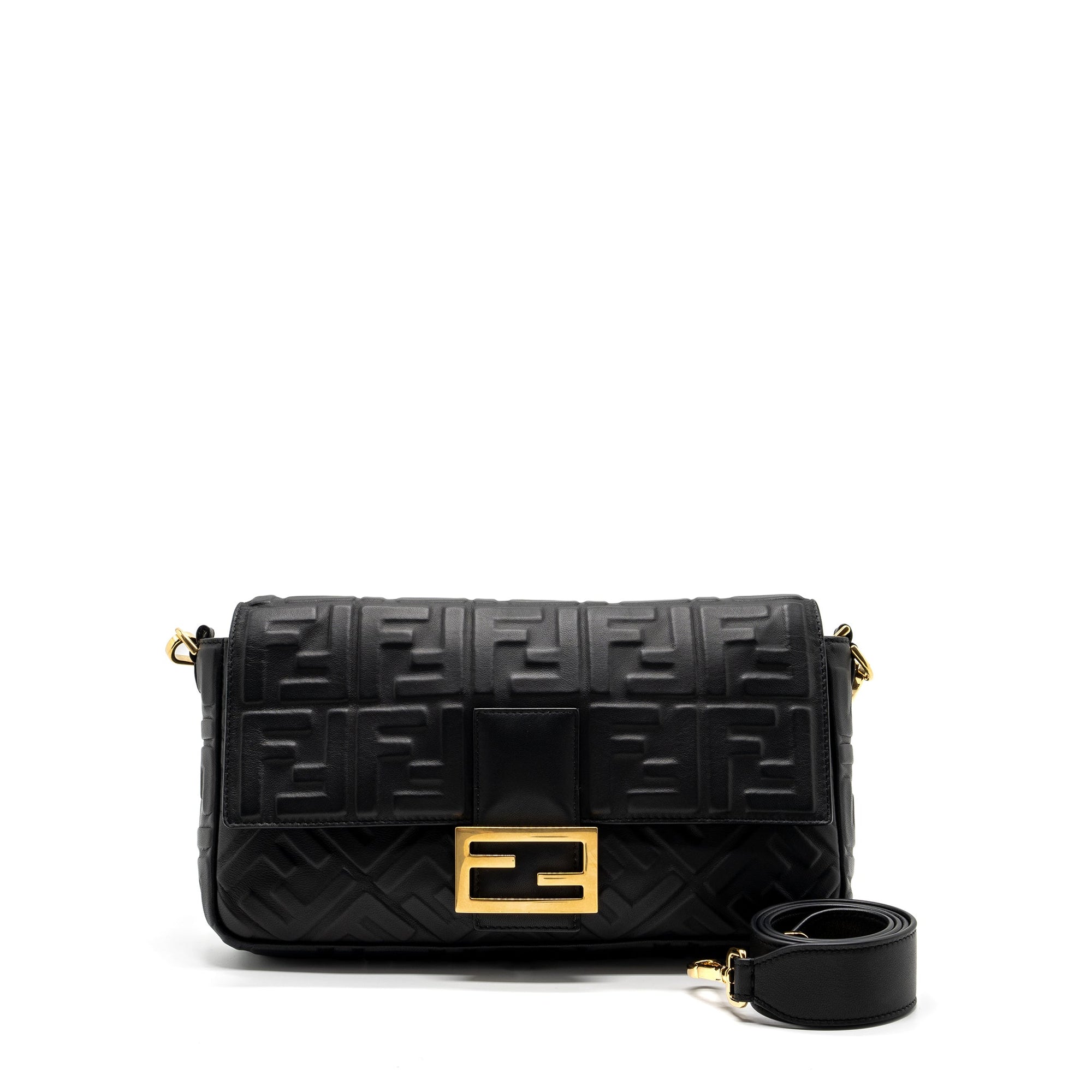 FNDI Large Baguette Bag Nappa Black GHW