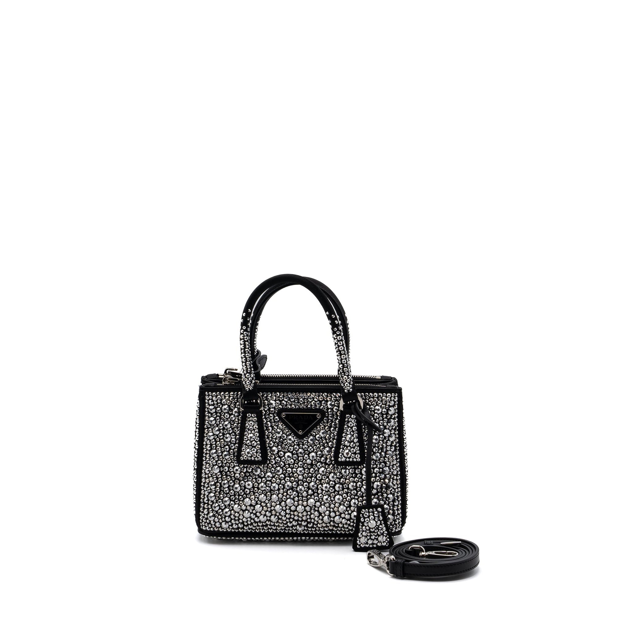 PRD Galleria Satin Mini Bag With Crystal Black SHW