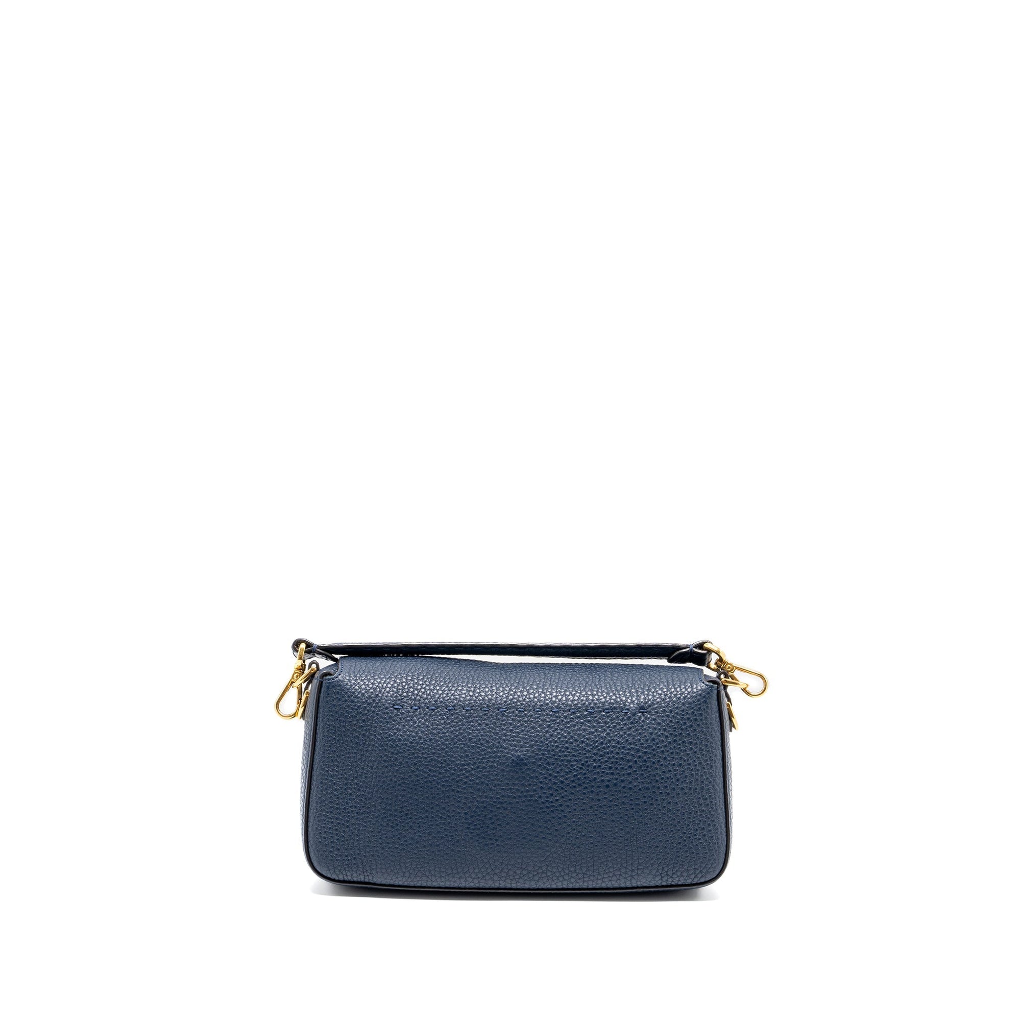 FNDI Baguette bag grained calfskin dark blue GHW