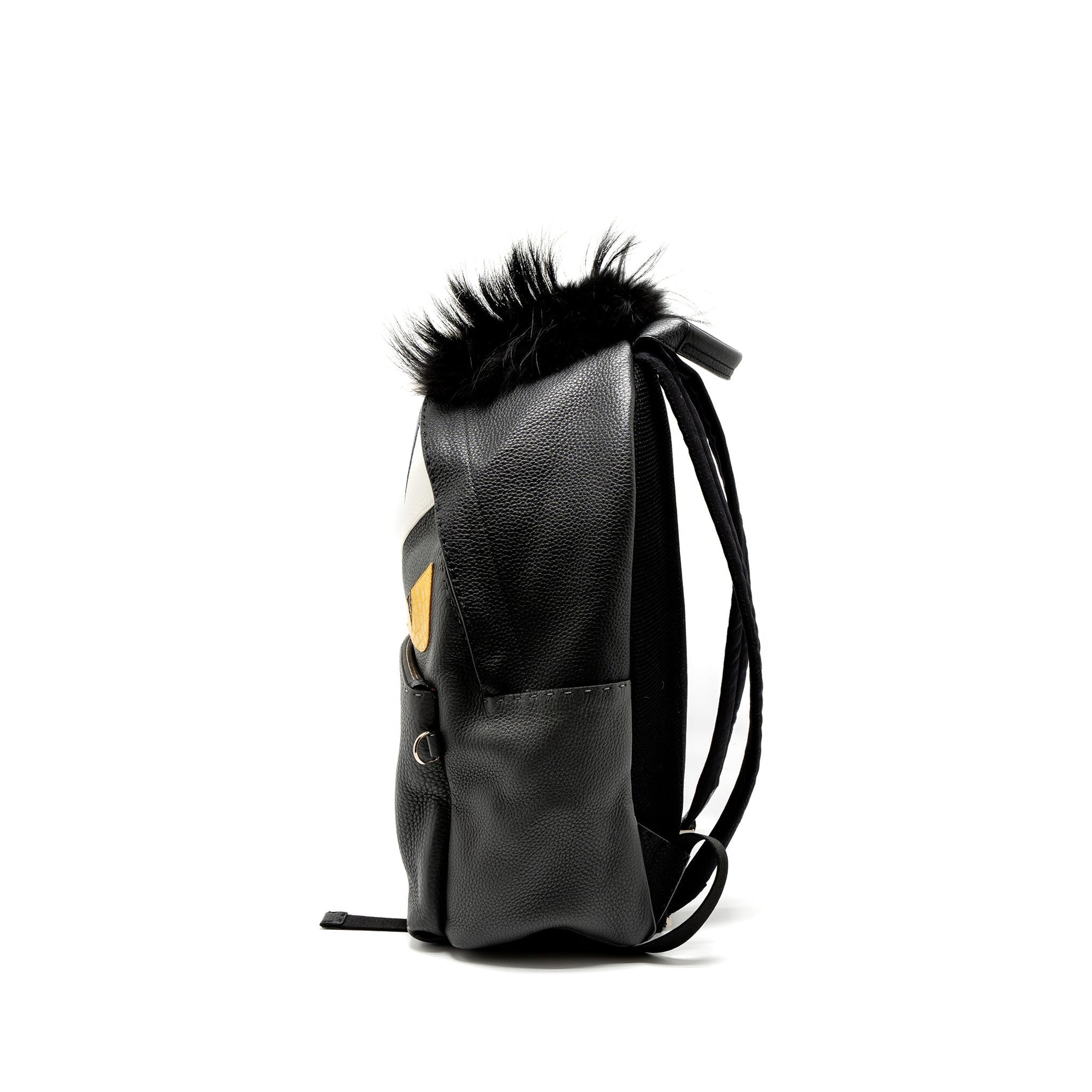 FNDI Large Backpack Calfskin/Fur/Crocodile Black/Multicolour SHW