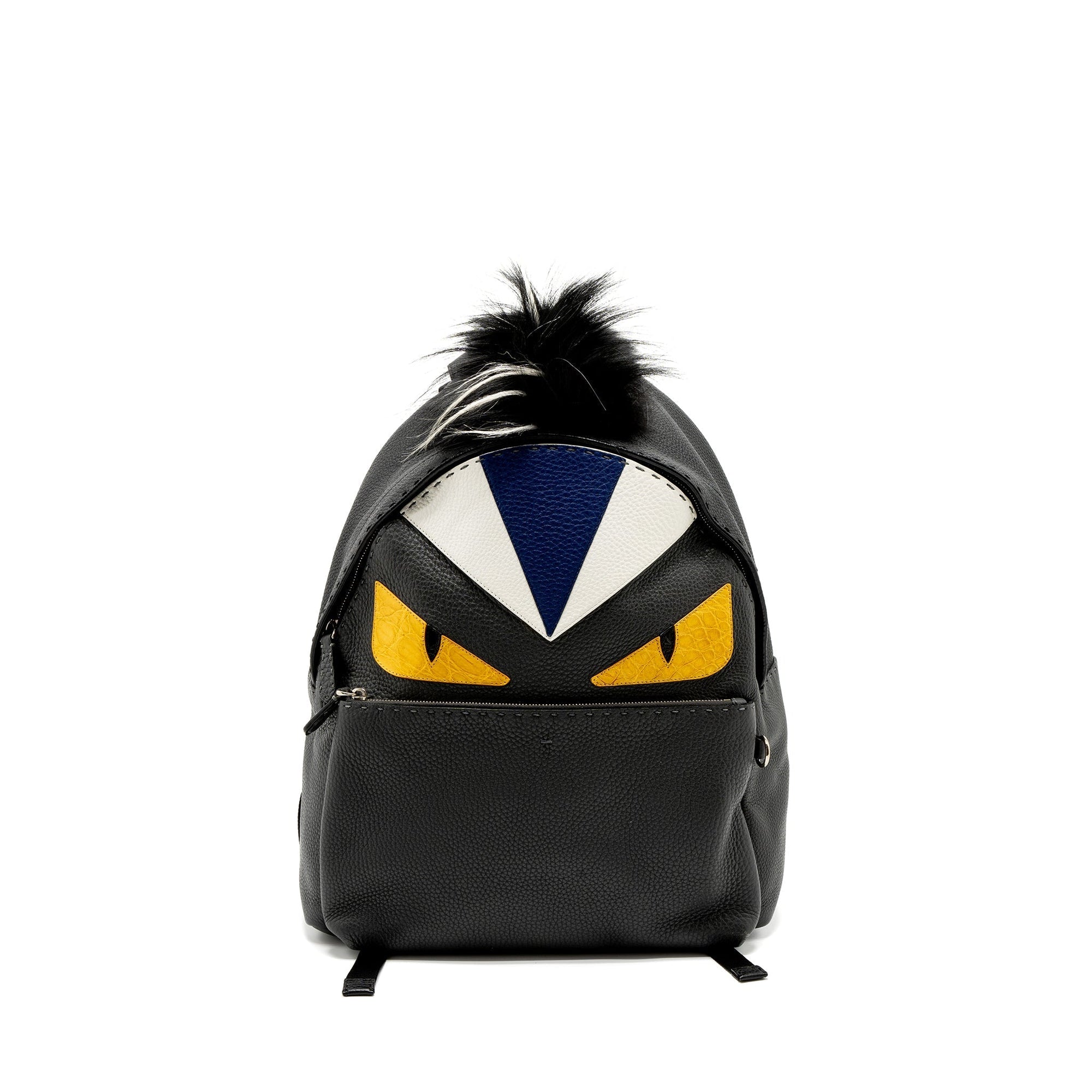 FNDI Large Backpack Calfskin/Fur/Crocodile Black/Multicolour SHW