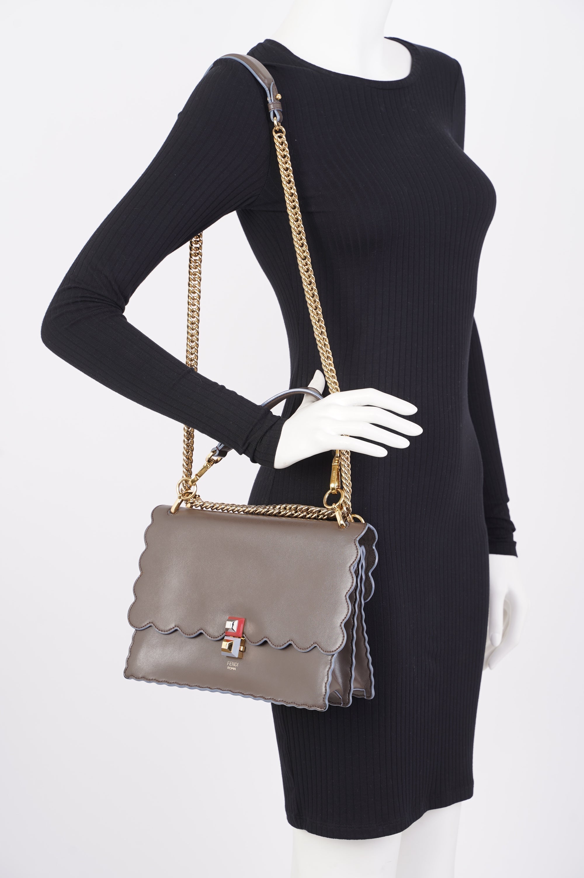 FNDI FNDI Kan Bag Grey Leather Medium
