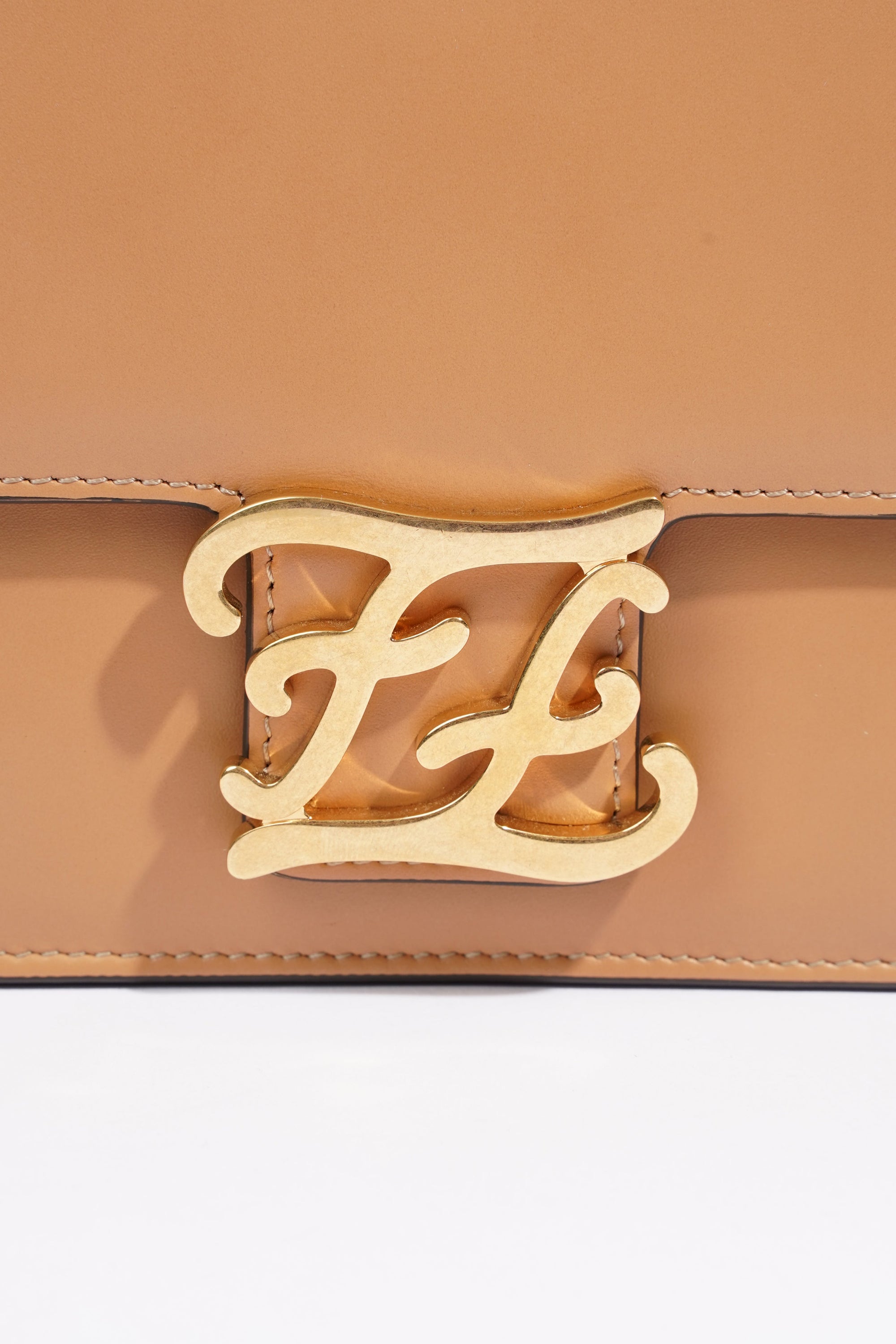 FNDI Karligraphy Shoulder Bag Tan Leather