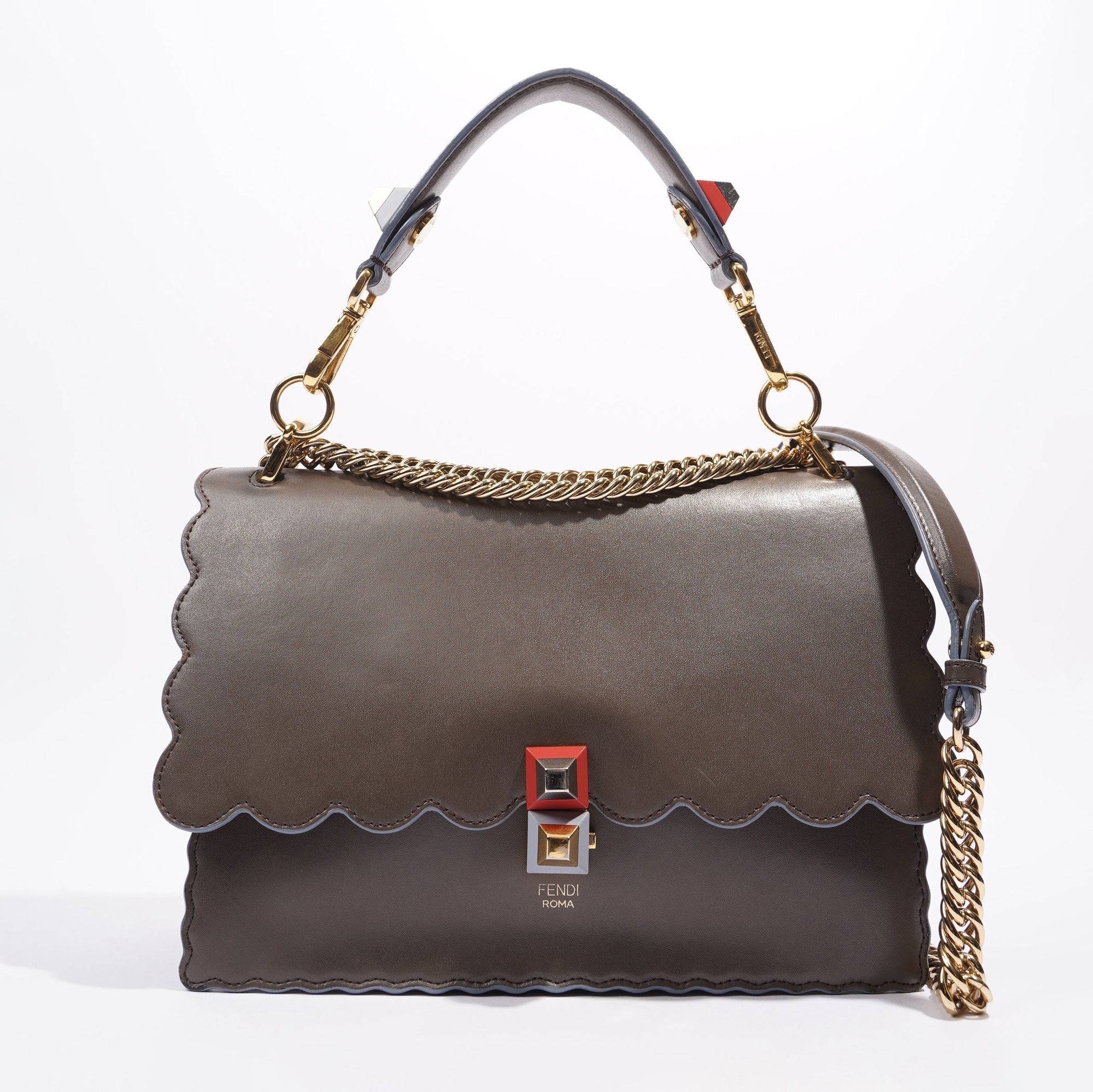 FNDI FNDI Kan Bag Grey Leather Medium