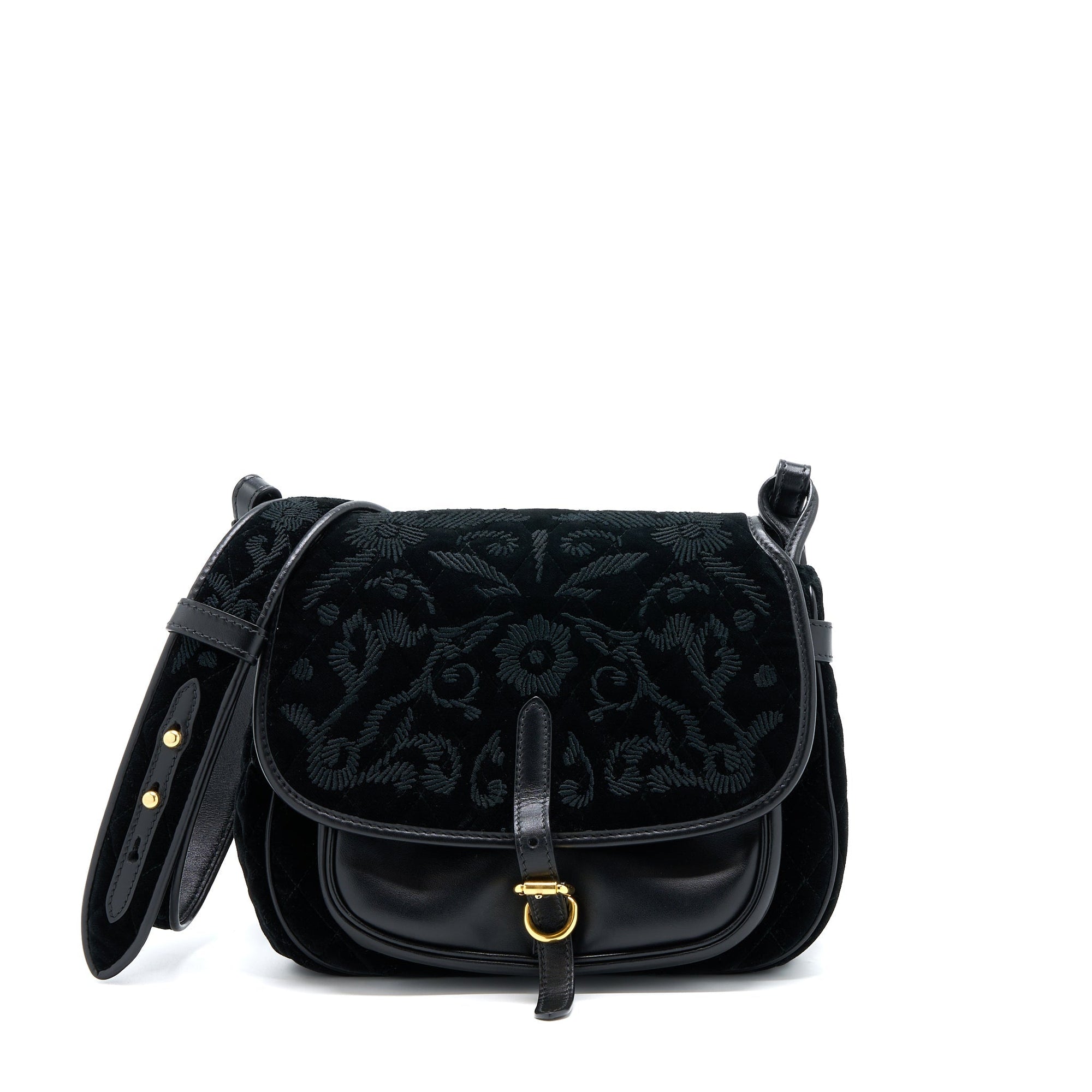 PRD Corsaire Hobo Bag Velvet/Leather Black GHW