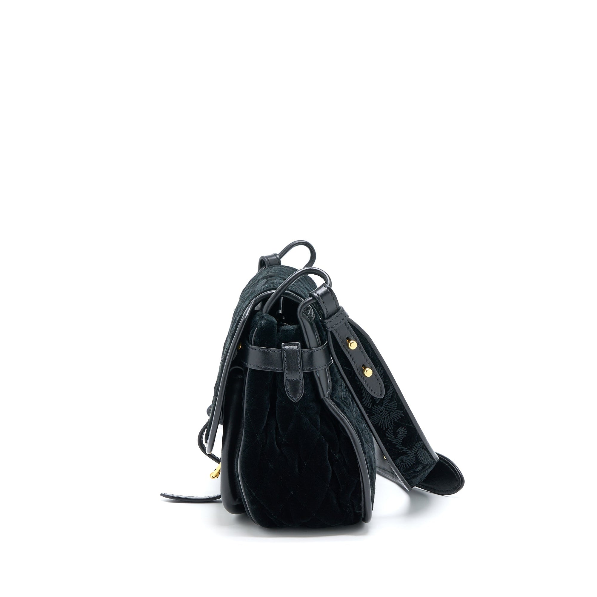 PRD Corsaire Hobo Bag Velvet/Leather Black GHW