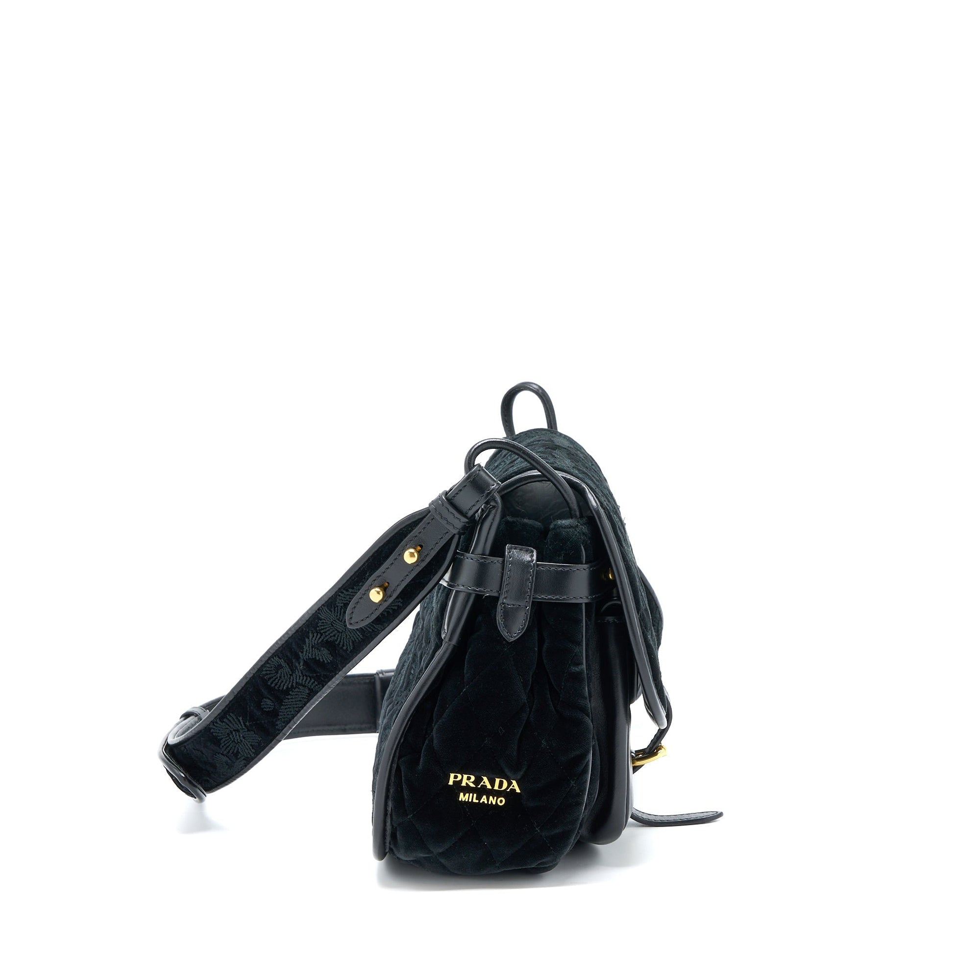 PRD Corsaire Hobo Bag Velvet/Leather Black GHW
