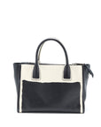 PRD Double Zip Tote Bag Calfskin Black/White SHW