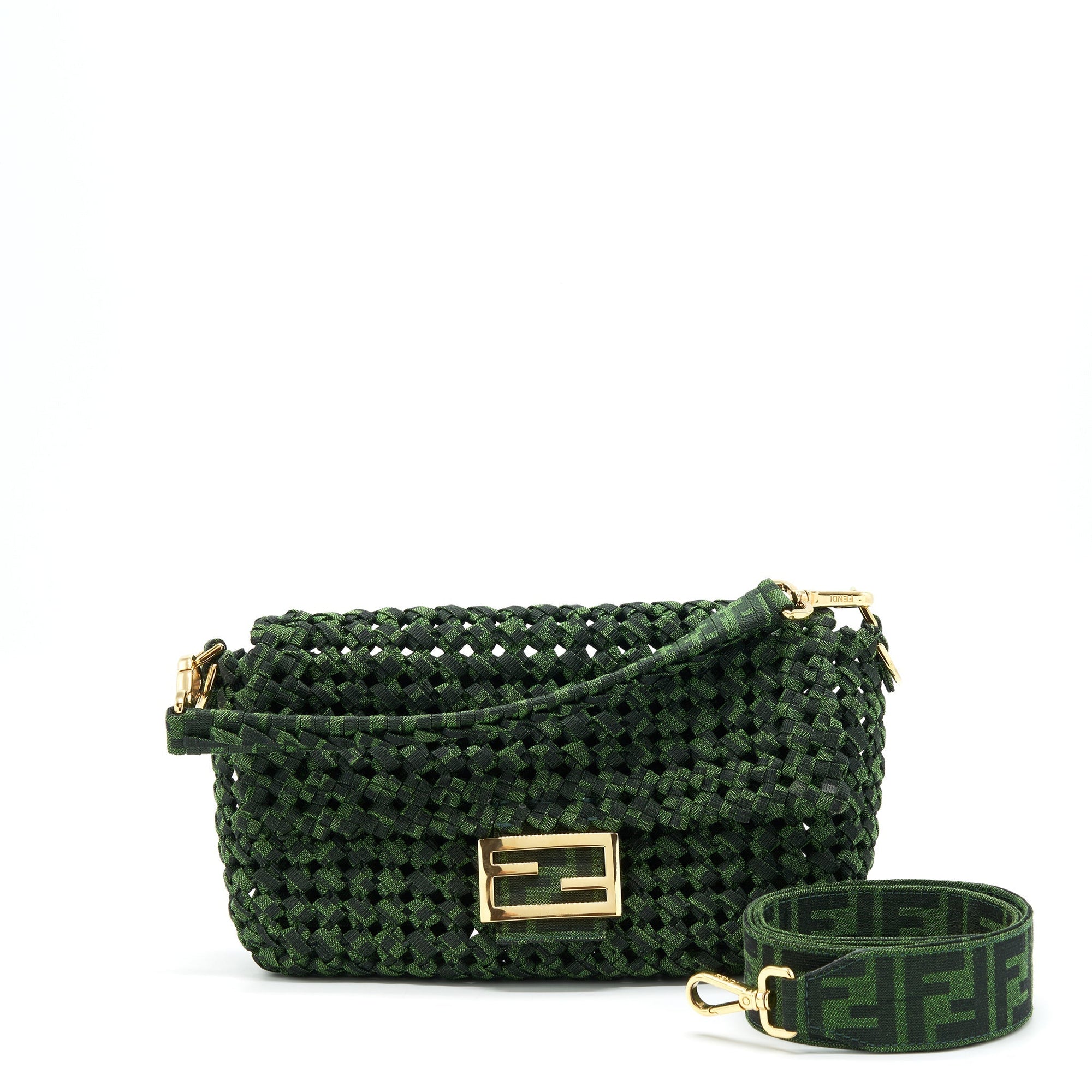 FNDI Baguette Limited edition Tweed Green GHW
