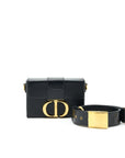 CHRISTIAN D1OR 30 MONTAIGNE SMALL BOX BAG LEATHER BLACK