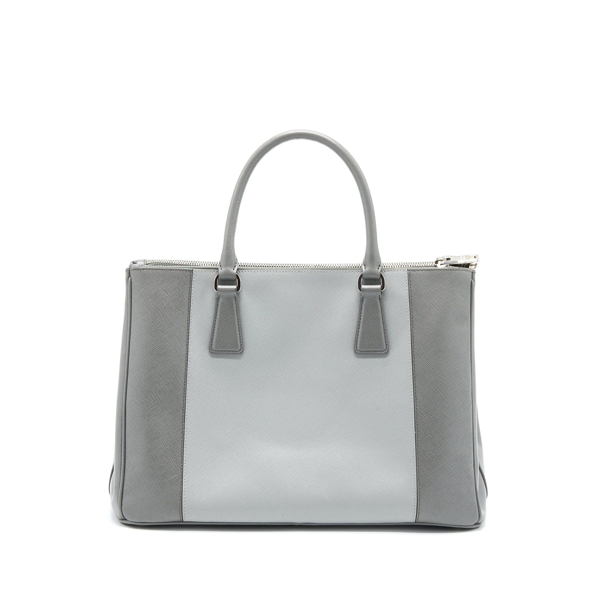 PRD Double Zip Tote Bag Saffiano Calfskin Multicolour Grey SHW