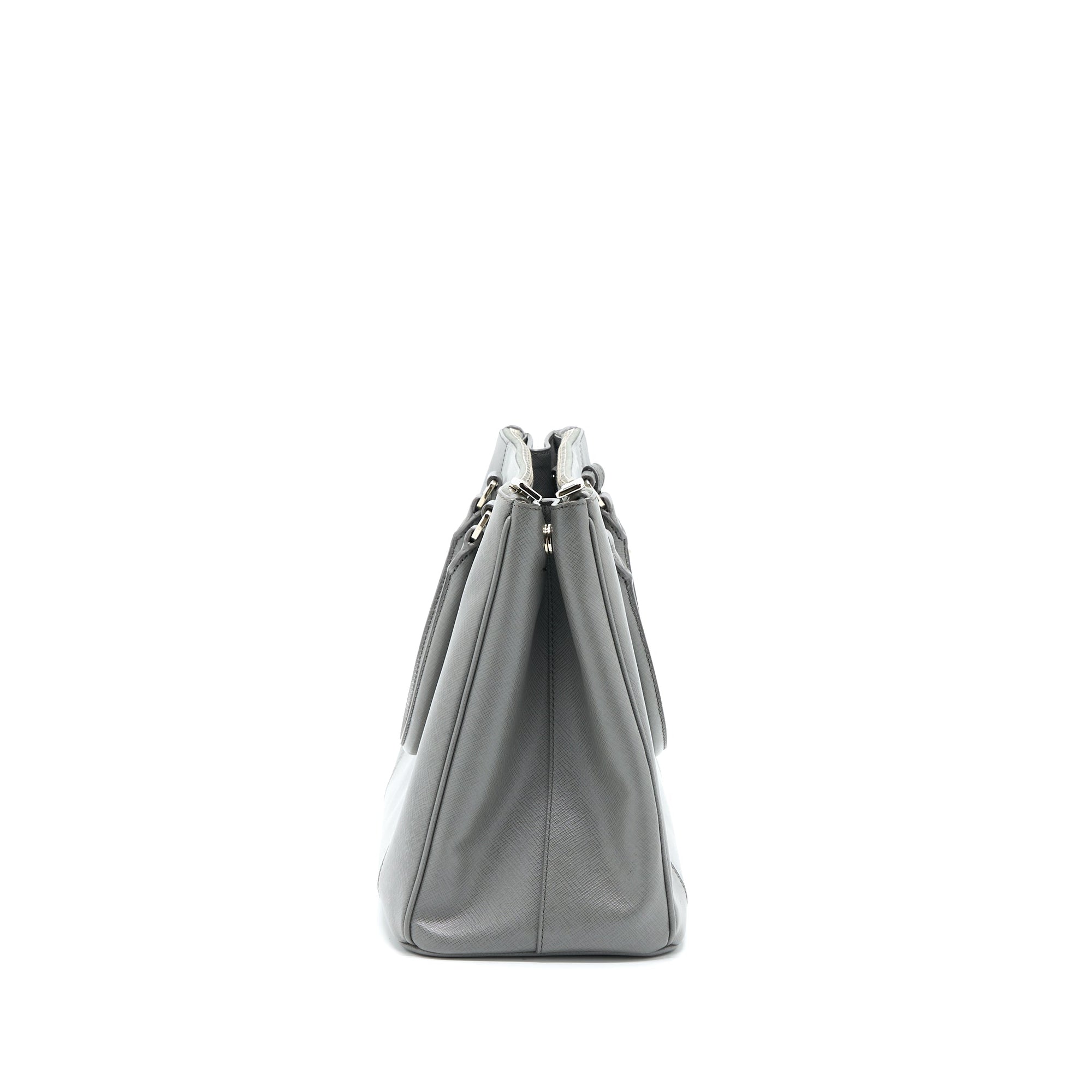 PRD Double Zip Tote Bag Saffiano Calfskin Multicolour Grey SHW