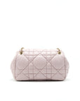 CHRISTIAN D1OR CANNAGE LEATHER FLAP BAG IN LIGHT PINK GHW