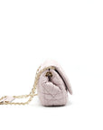 CHRISTIAN D1OR CANNAGE LEATHER FLAP BAG IN LIGHT PINK GHW