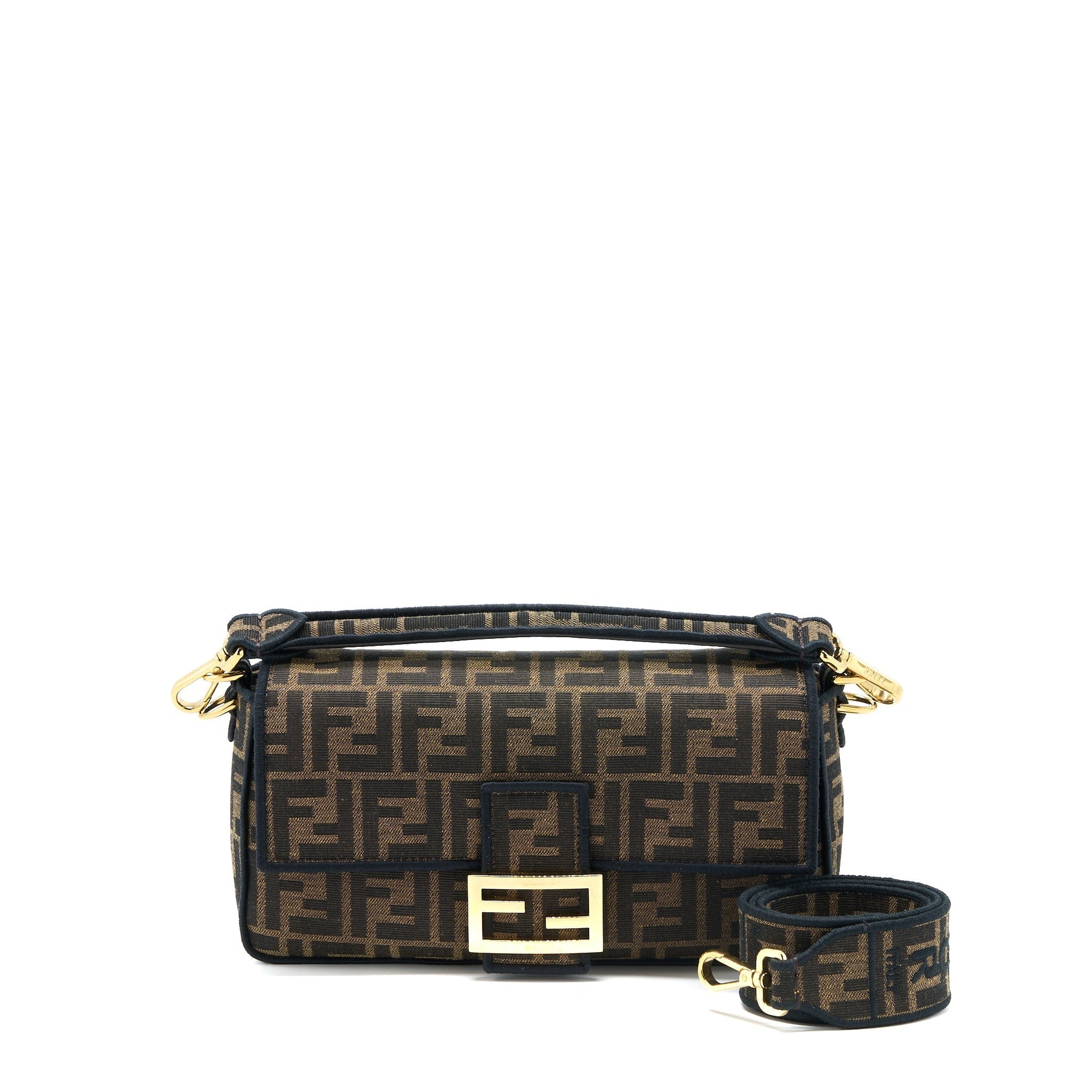 FNDI Baguette Bag FF Jacquard Fabric Brown GHW