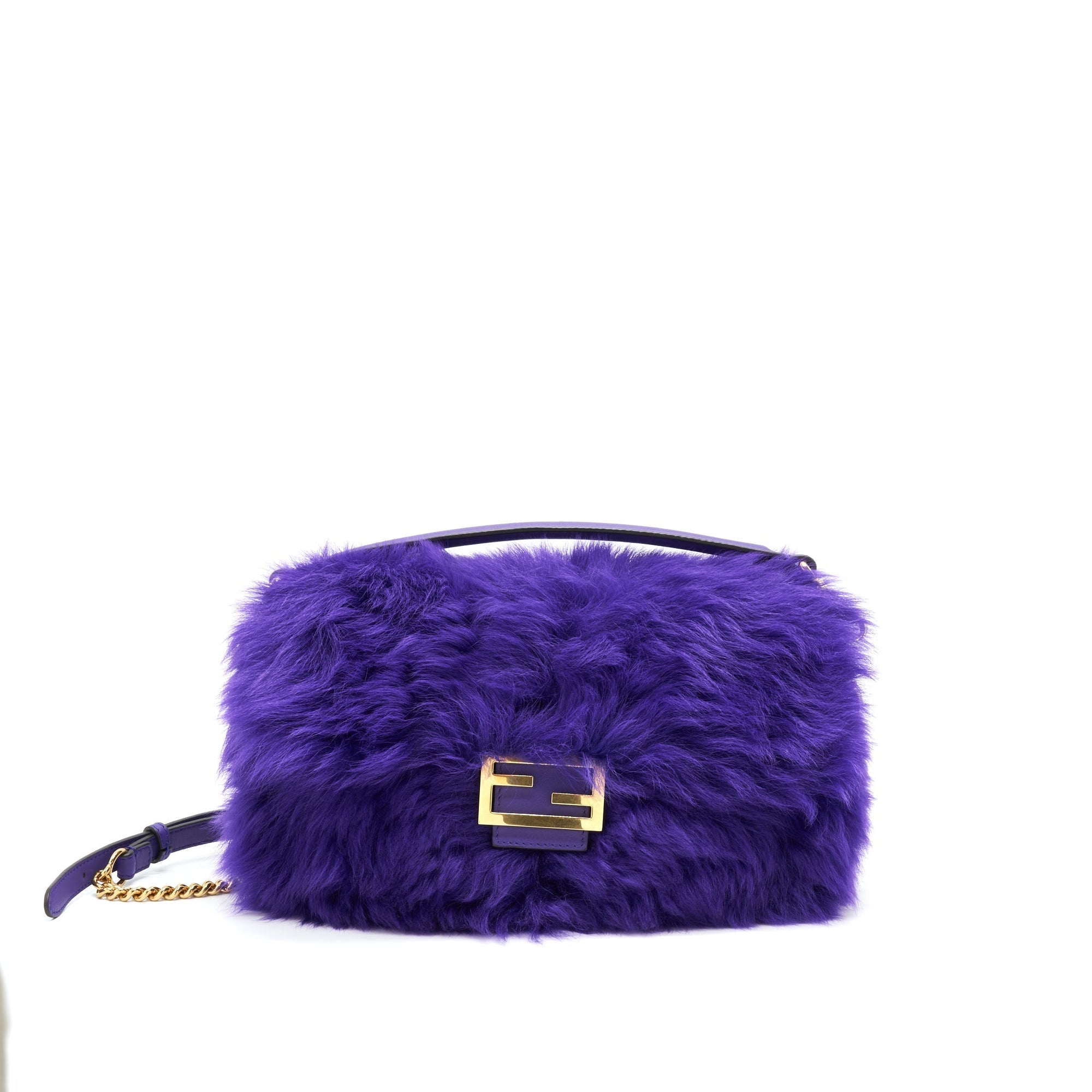 FNDI Baguette Fur Handbag Purple