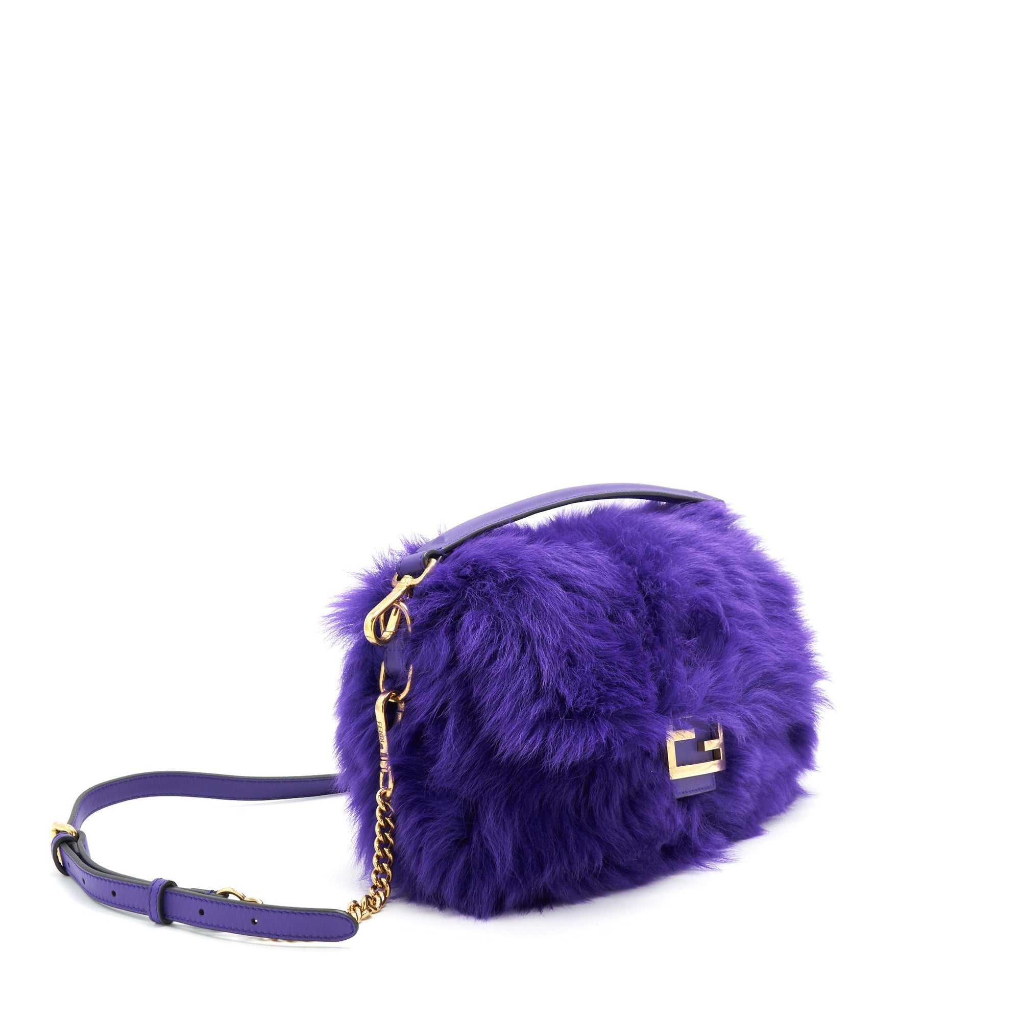 FNDI Baguette Fur Handbag Purple