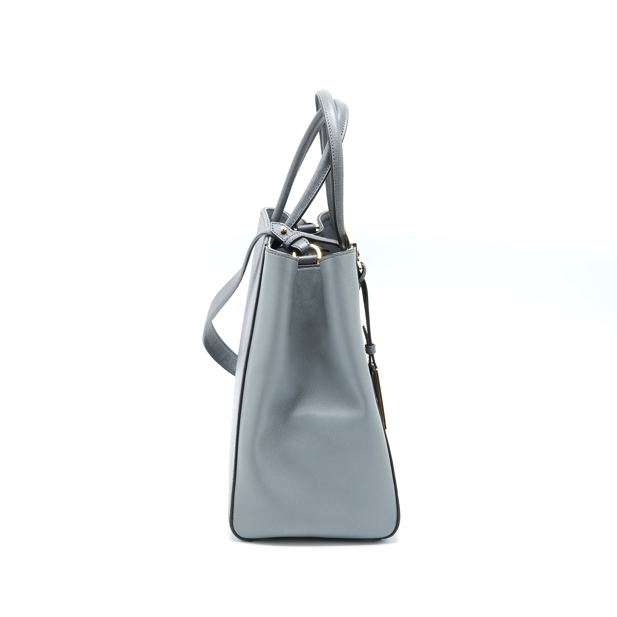 FNDI 2 Jours Large Bag Leather Grey GHW