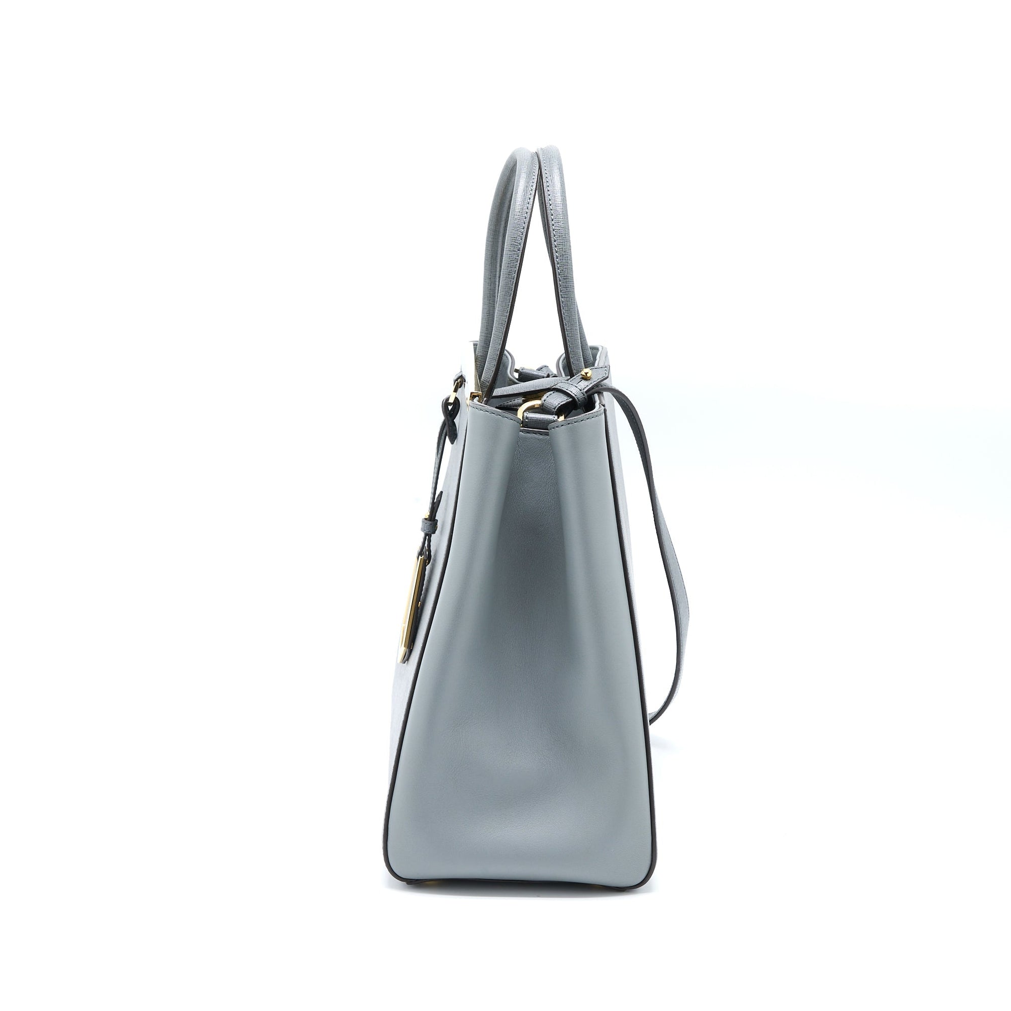 FNDI 2 Jours Large Bag Leather Grey GHW