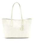 Christian D1OR Canvas and Leather Tote Bag in Creamy White