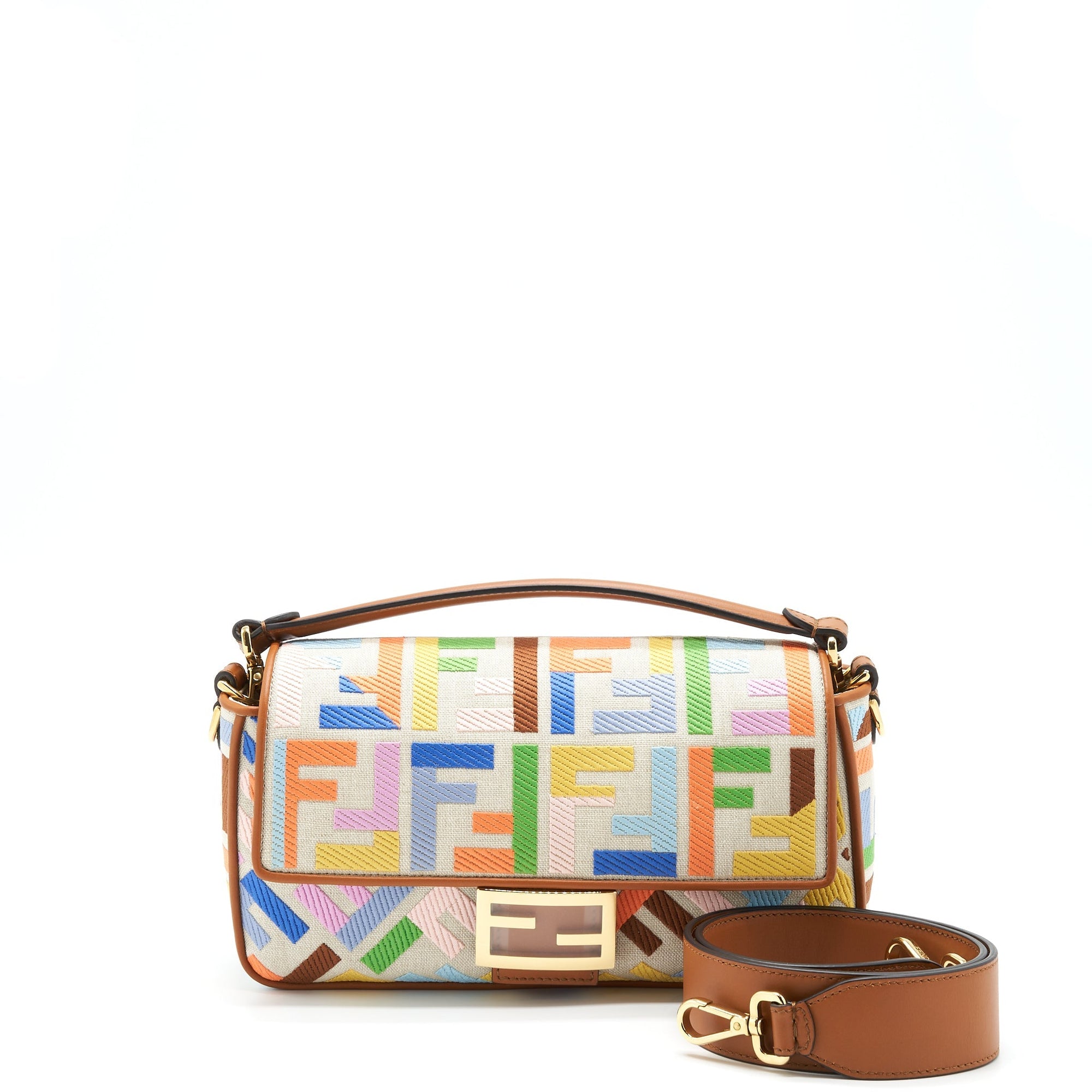 FNDI Baguette Bag in FF Motif Canvas Multicolour