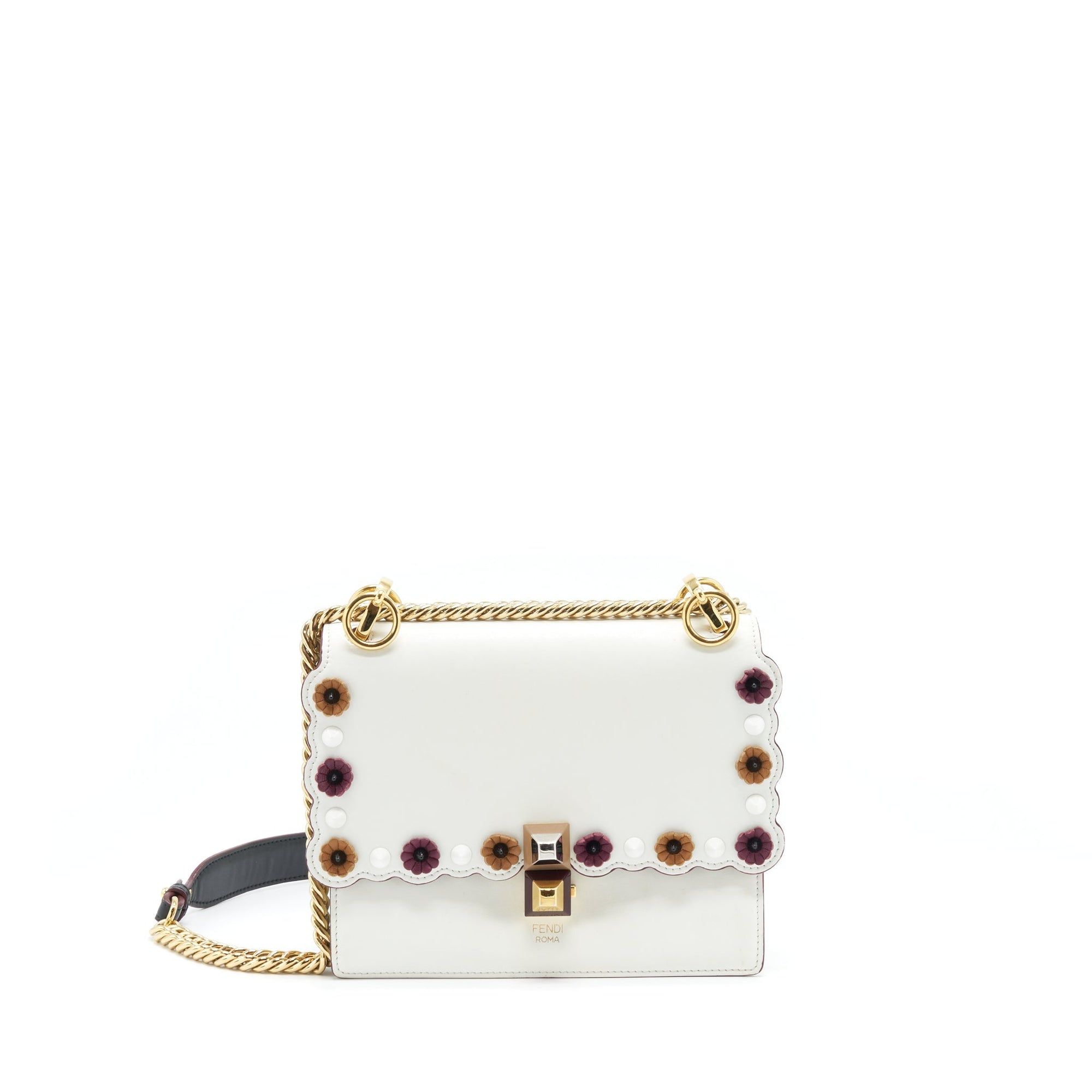 FNDI Kan I Bag White/Multicolour Gold And Silver Hardware
