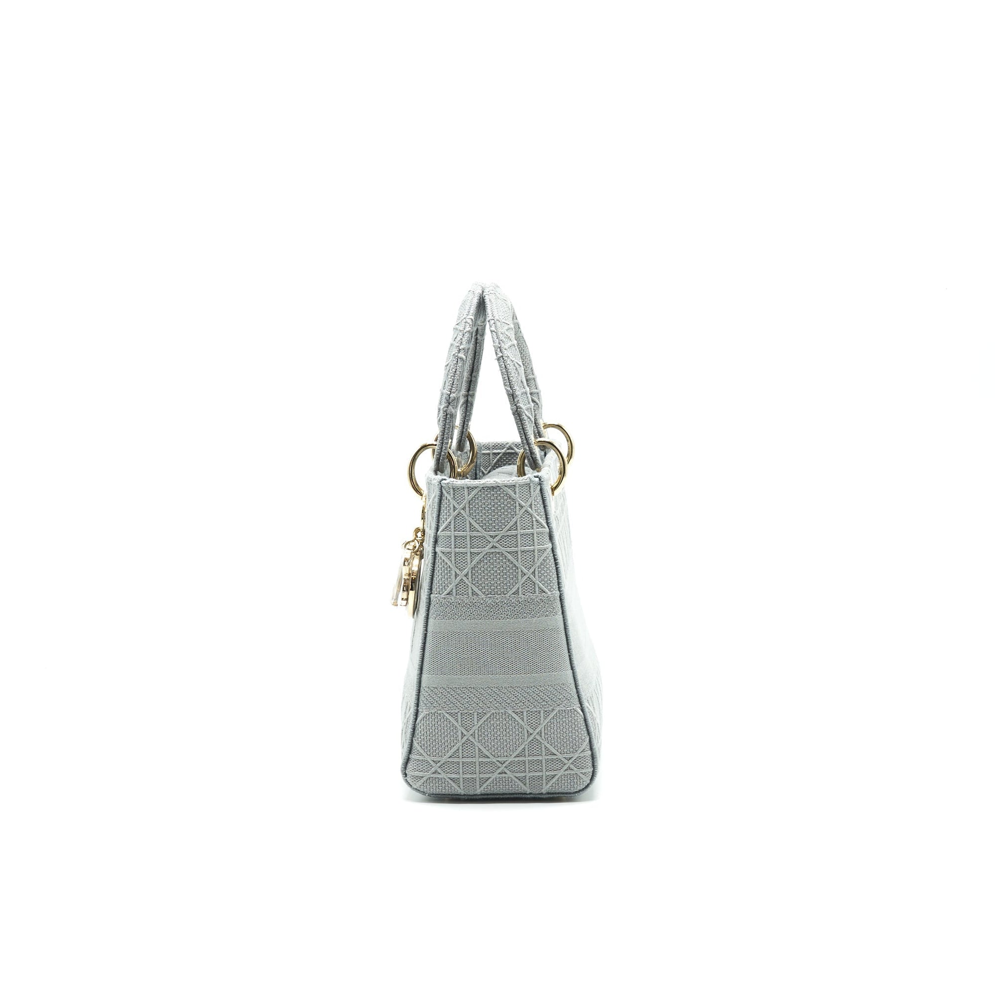 Christian D1OR Cannage Canvas Medium Lady D1OR Grey