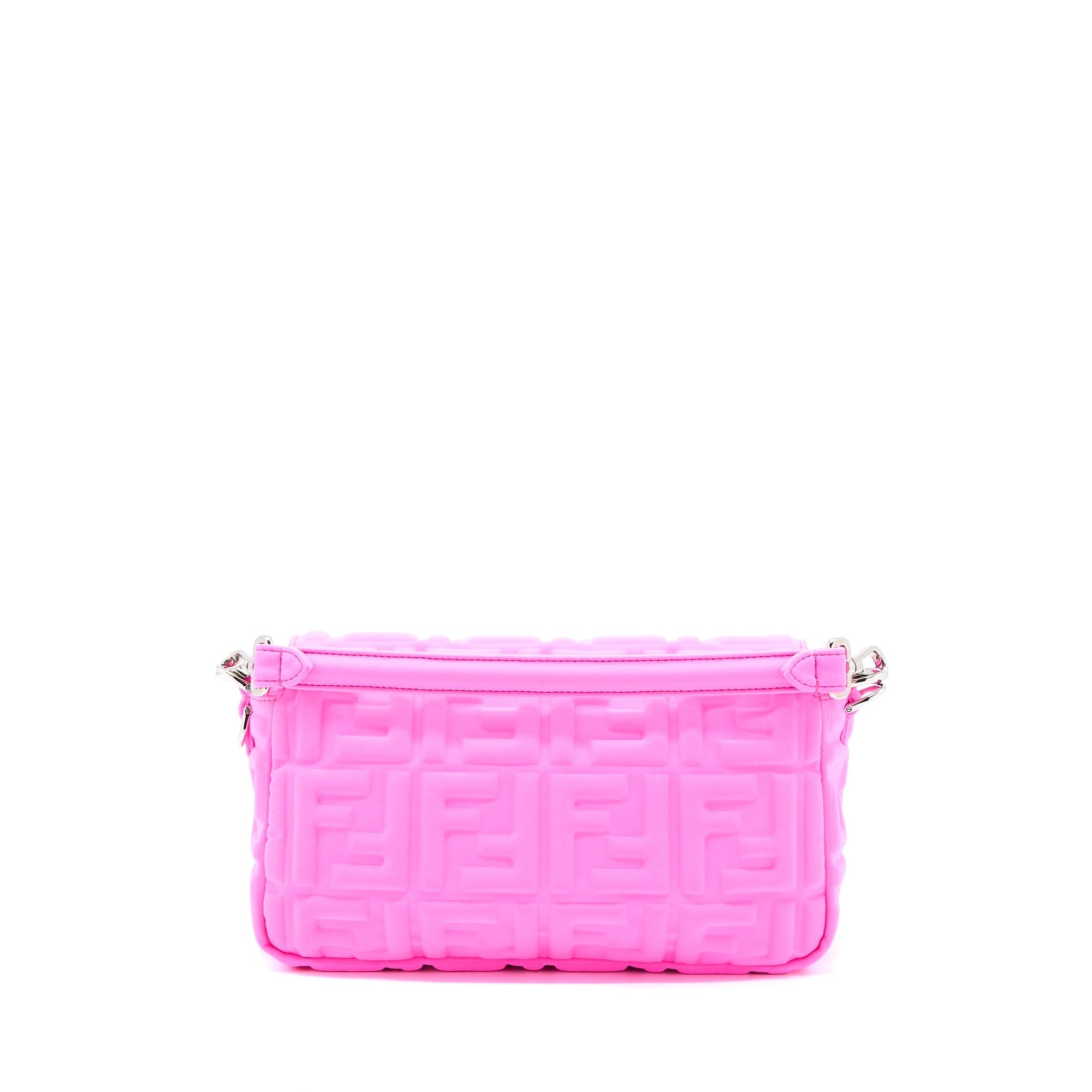 FNDI Baguette Bag Lycra FF Embossed Bright Pink SHW