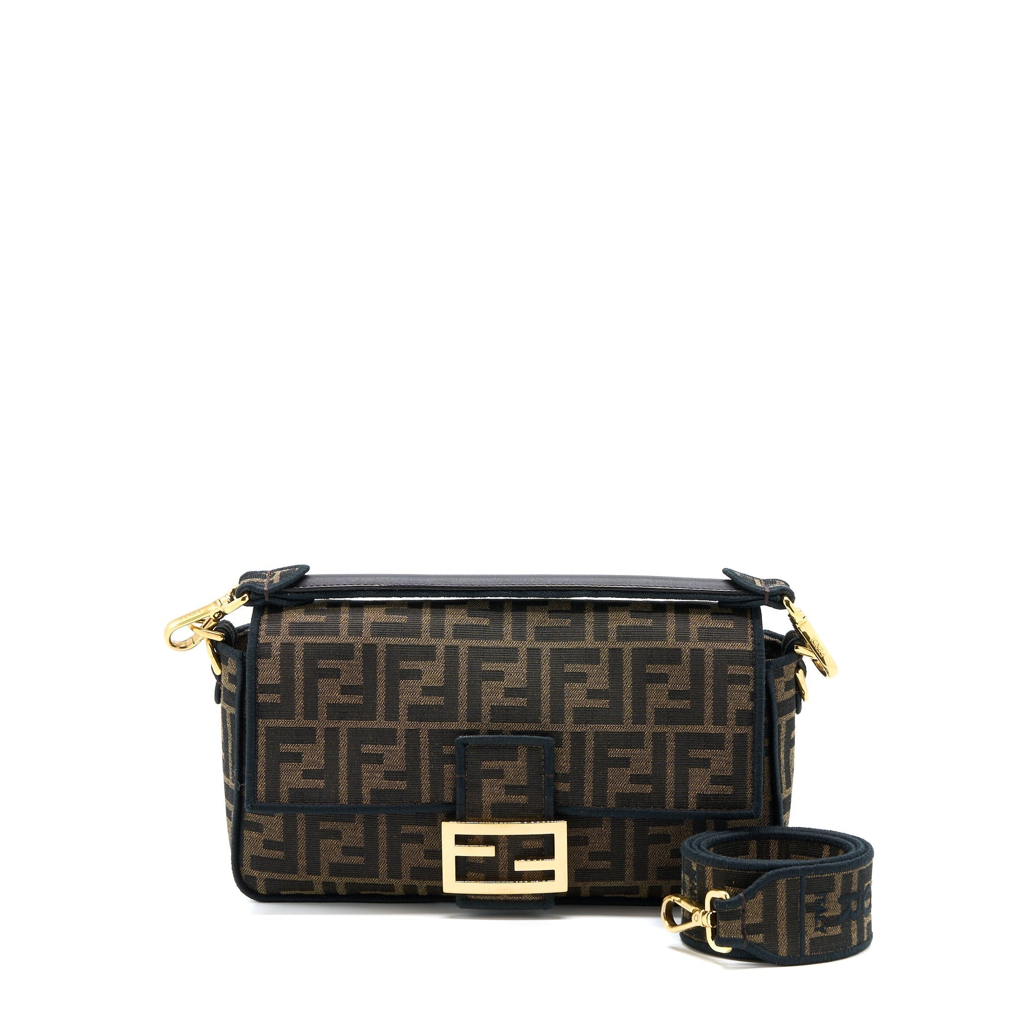 FNDI Baguette Shoulder Bag Canvas GHW