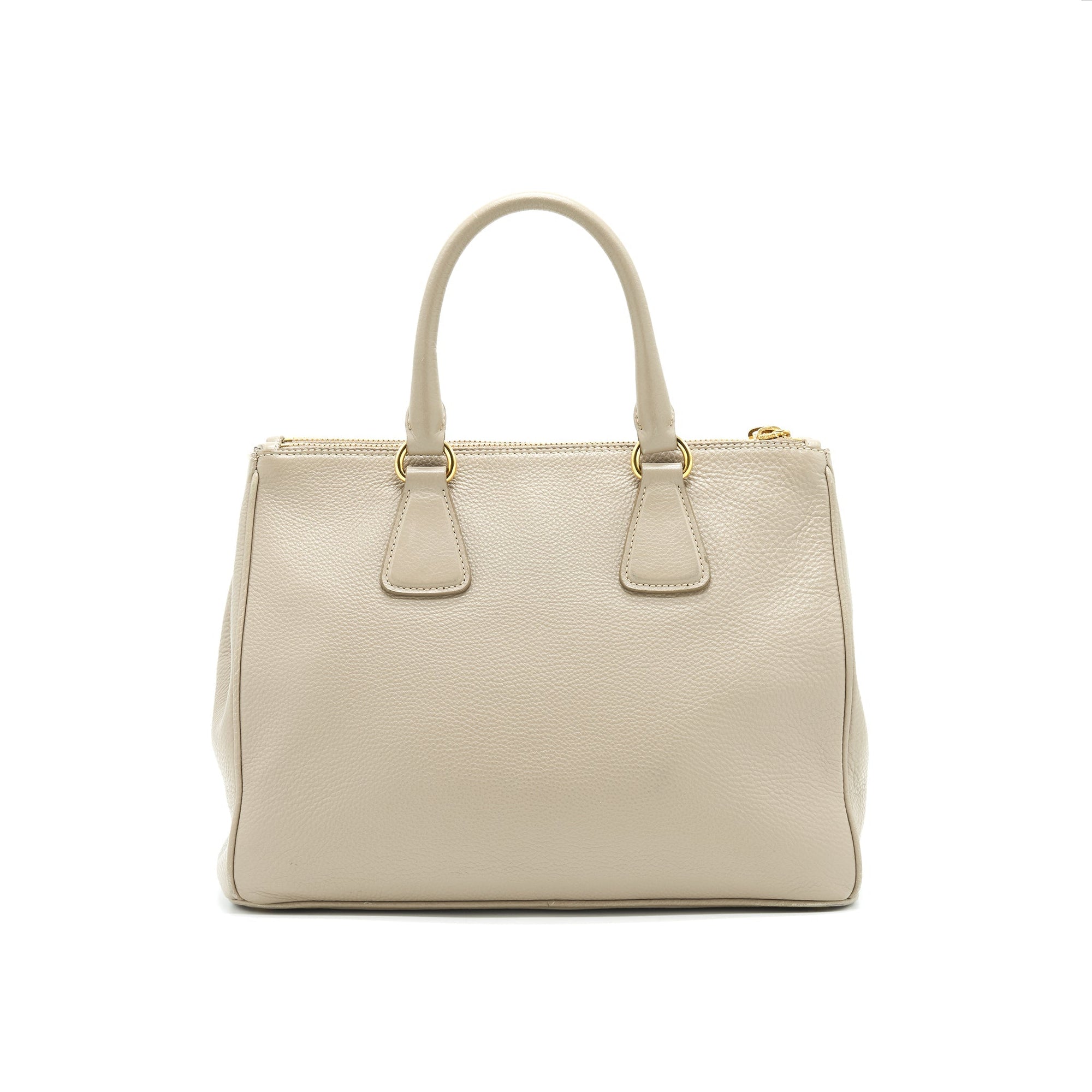 PRD grained calfskin double zip Tote Bag Light Grey GHW