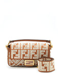 FNDI Baguette Calfskin Brown And White GHW