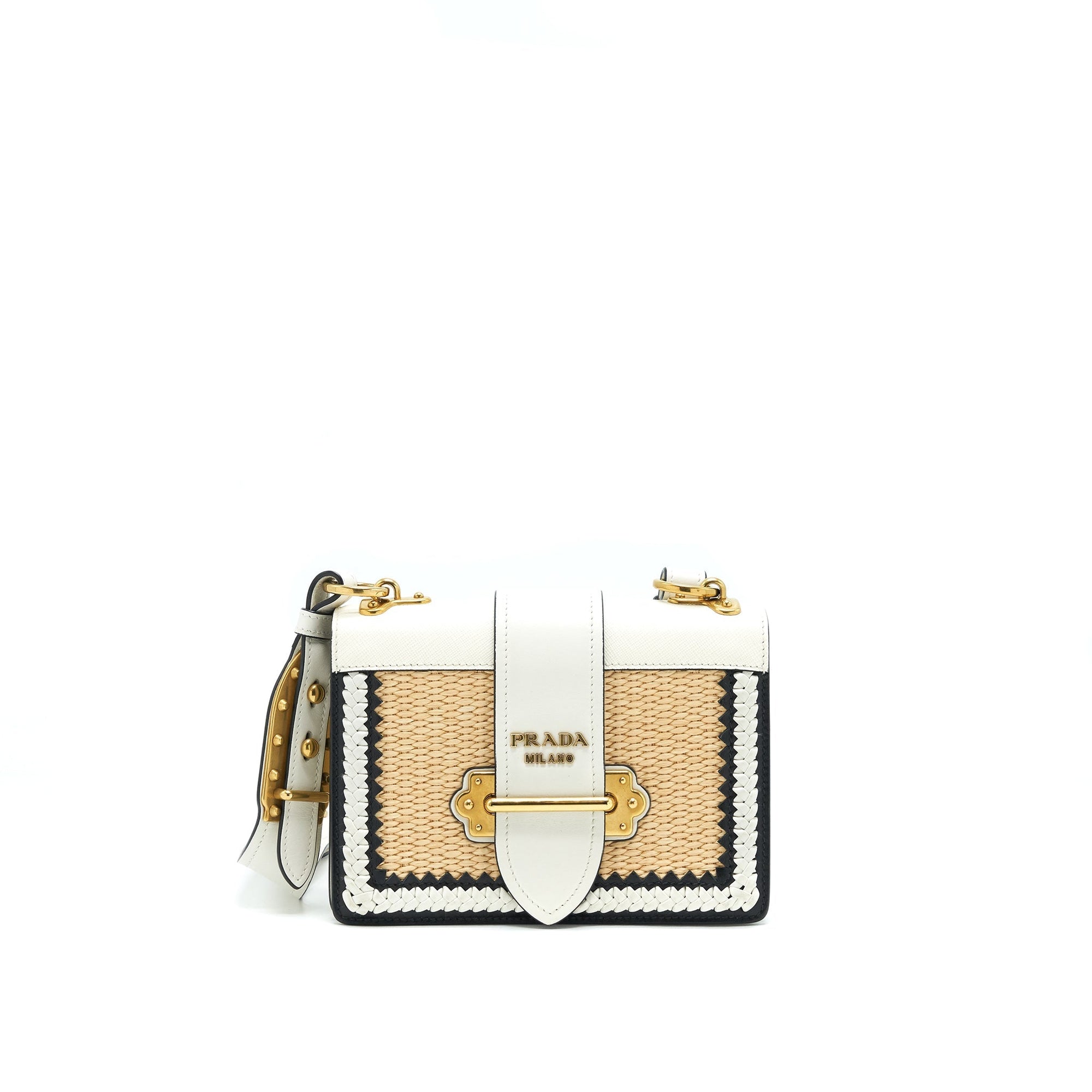 PRD City Calf Raffia Saffiano Cahier Bag White
