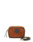 FNDI Camera Crossbody Bag suede leather brown/ black GHW