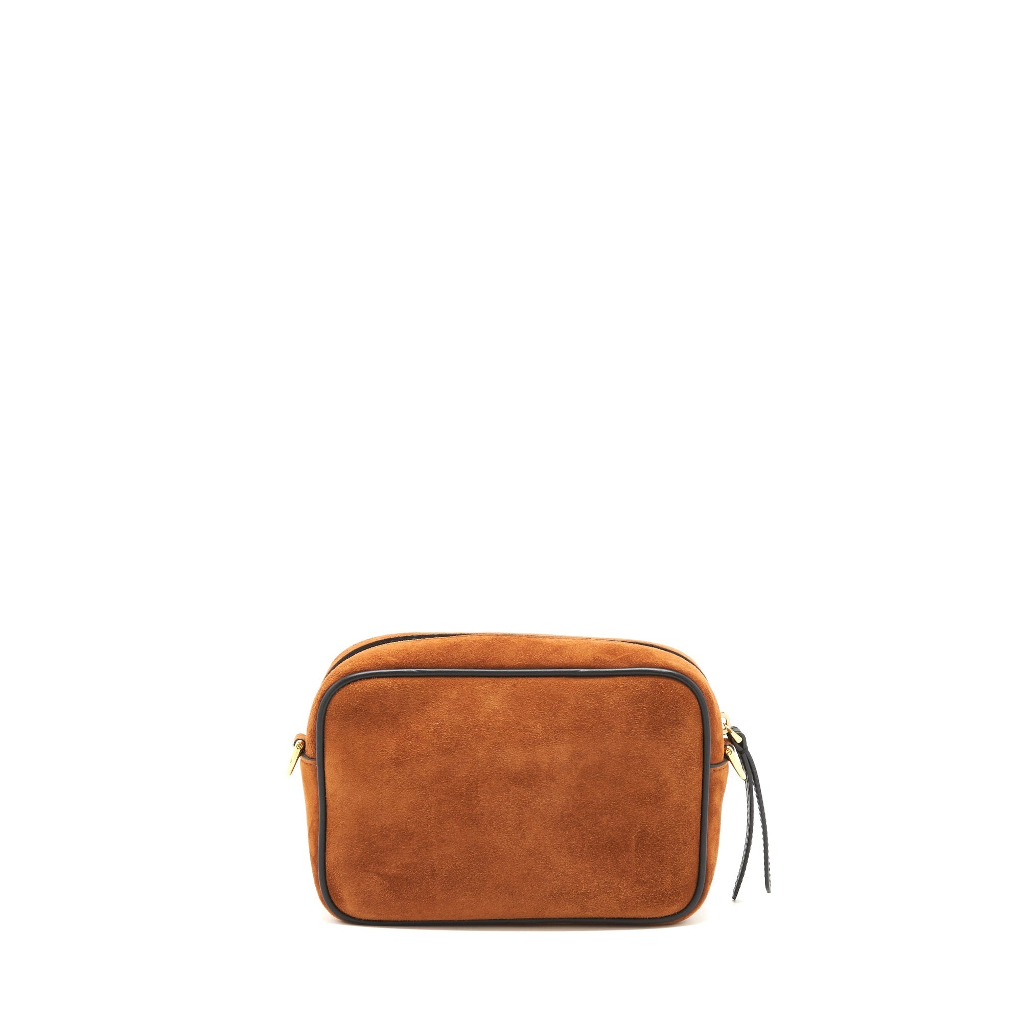 FNDI Camera Crossbody Bag suede leather brown/ black GHW