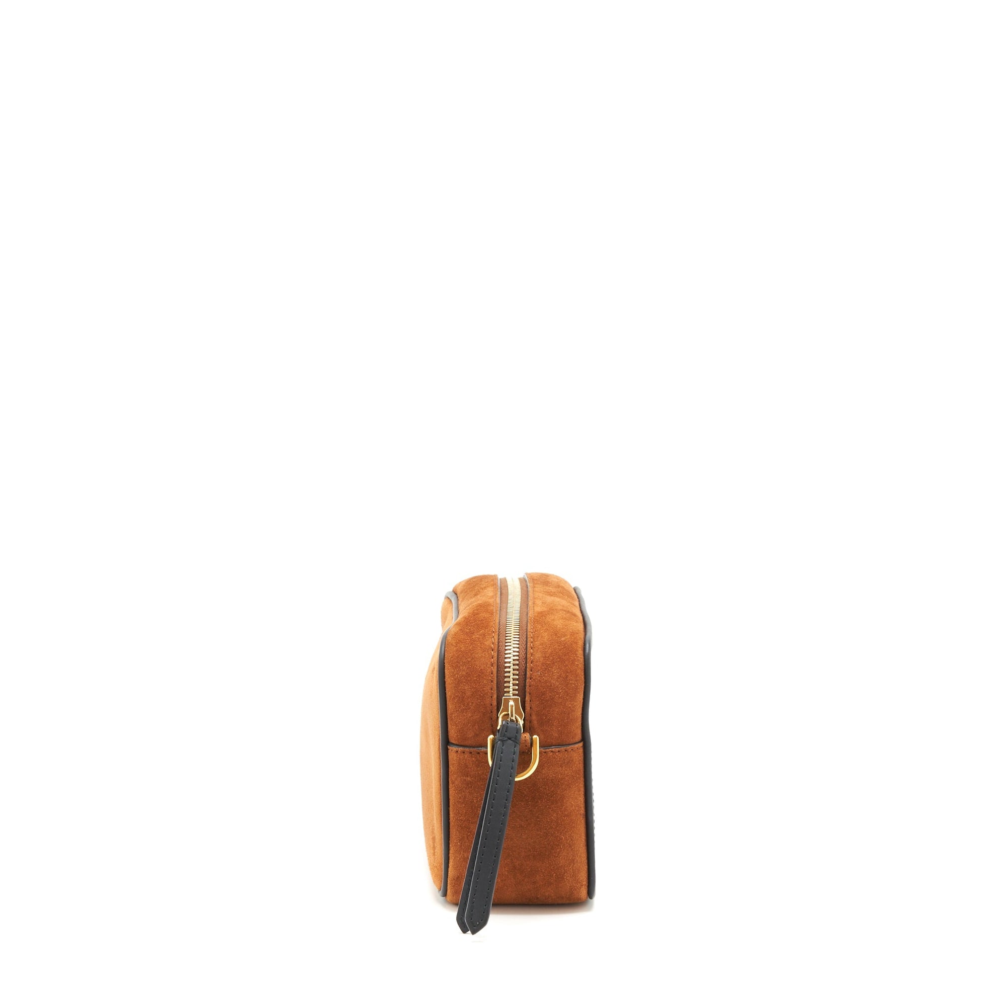 FNDI Camera Crossbody Bag suede leather brown/ black GHW