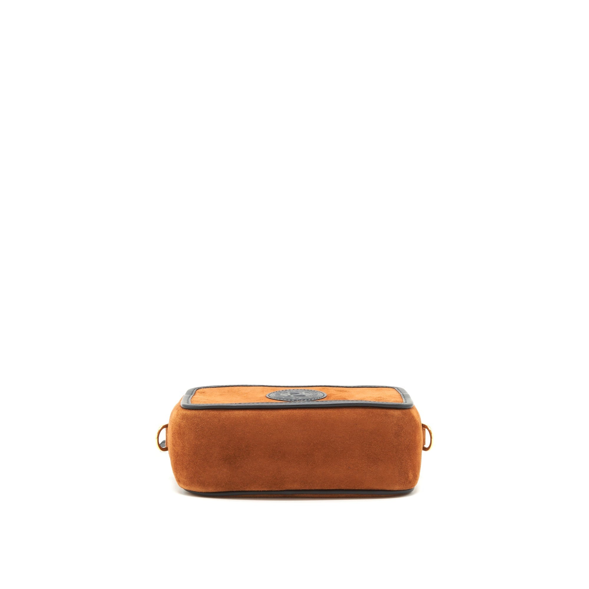 FNDI Camera Crossbody Bag suede leather brown/ black GHW
